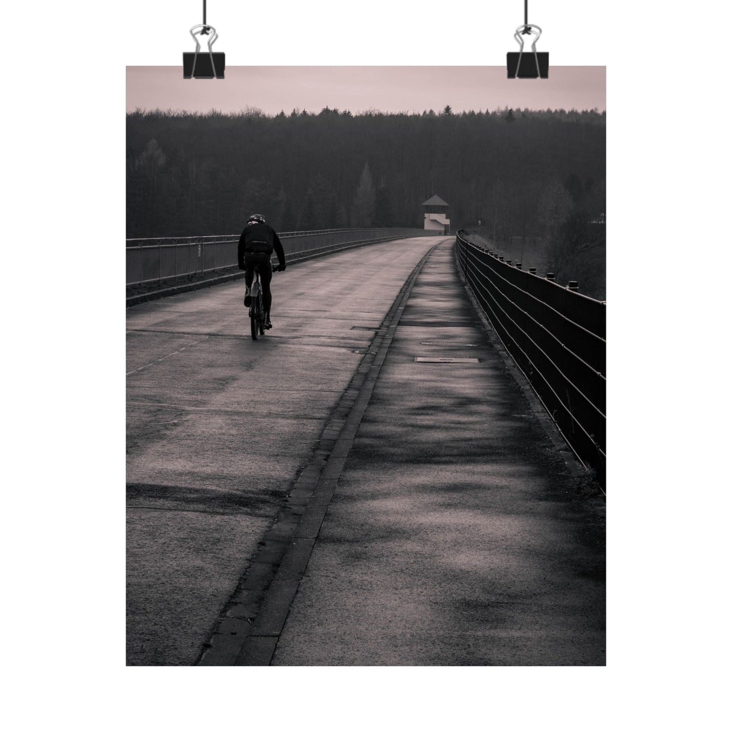 Solitary Bicycle Ride Art Print - Serene Cycling Wall Decor