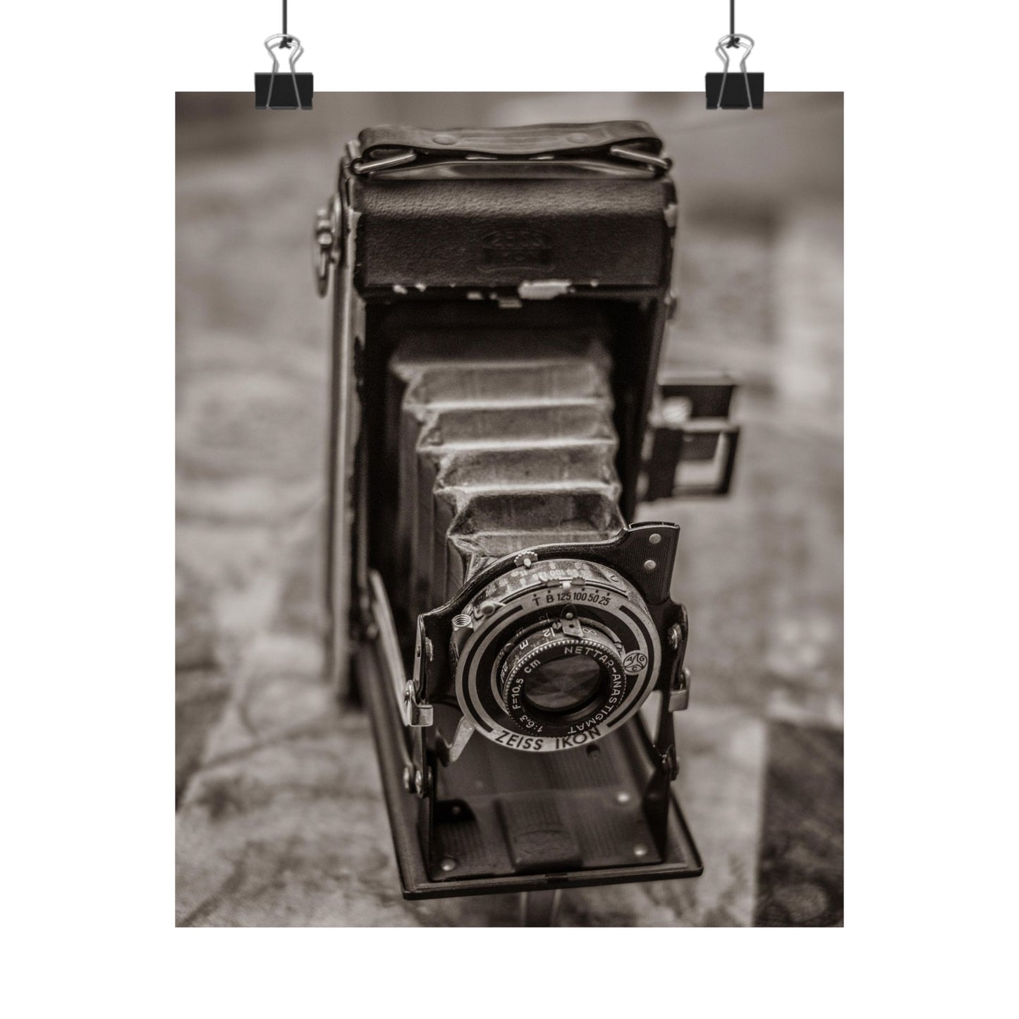Vintage camera on a textured wall background