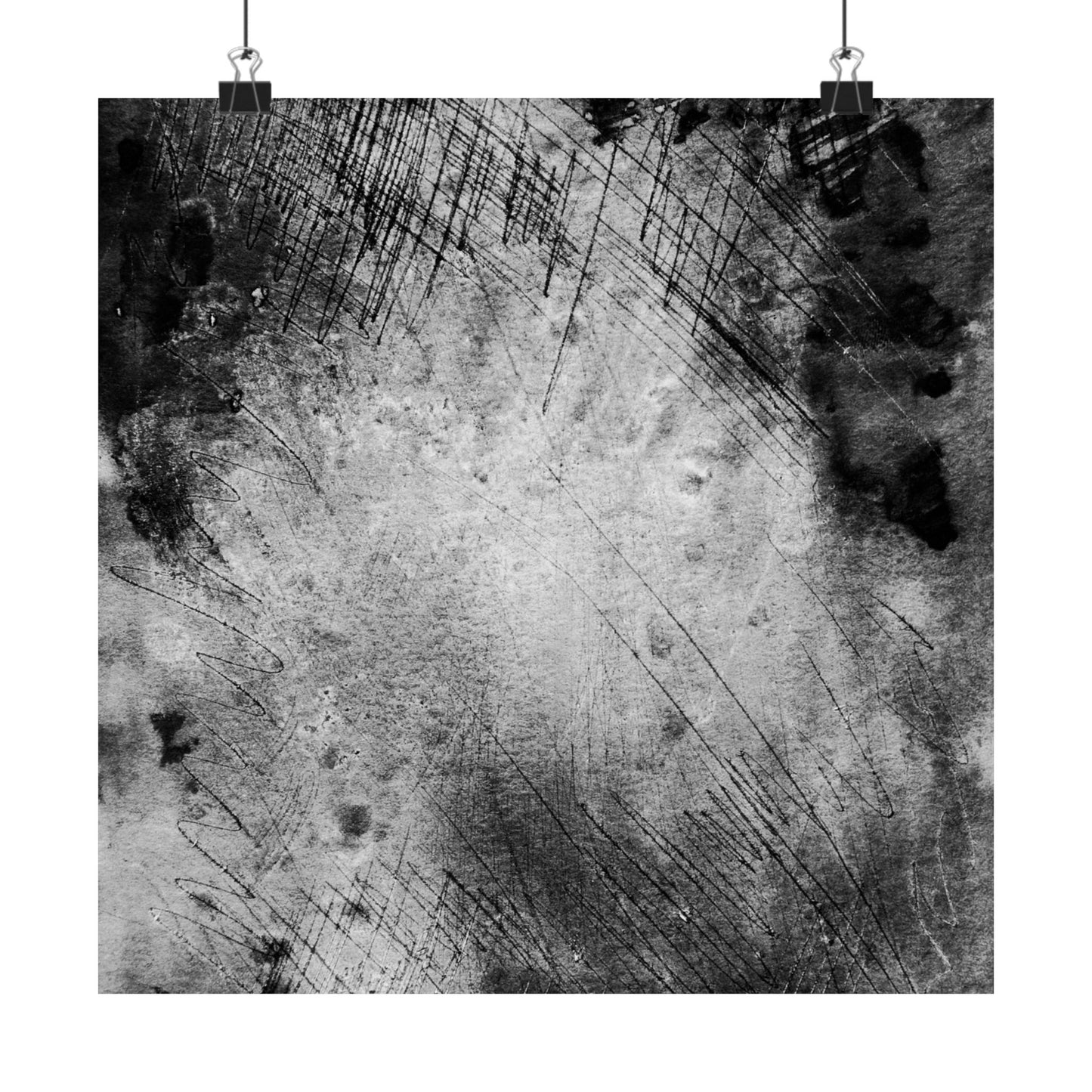 Abstract black and white textured design on a white background