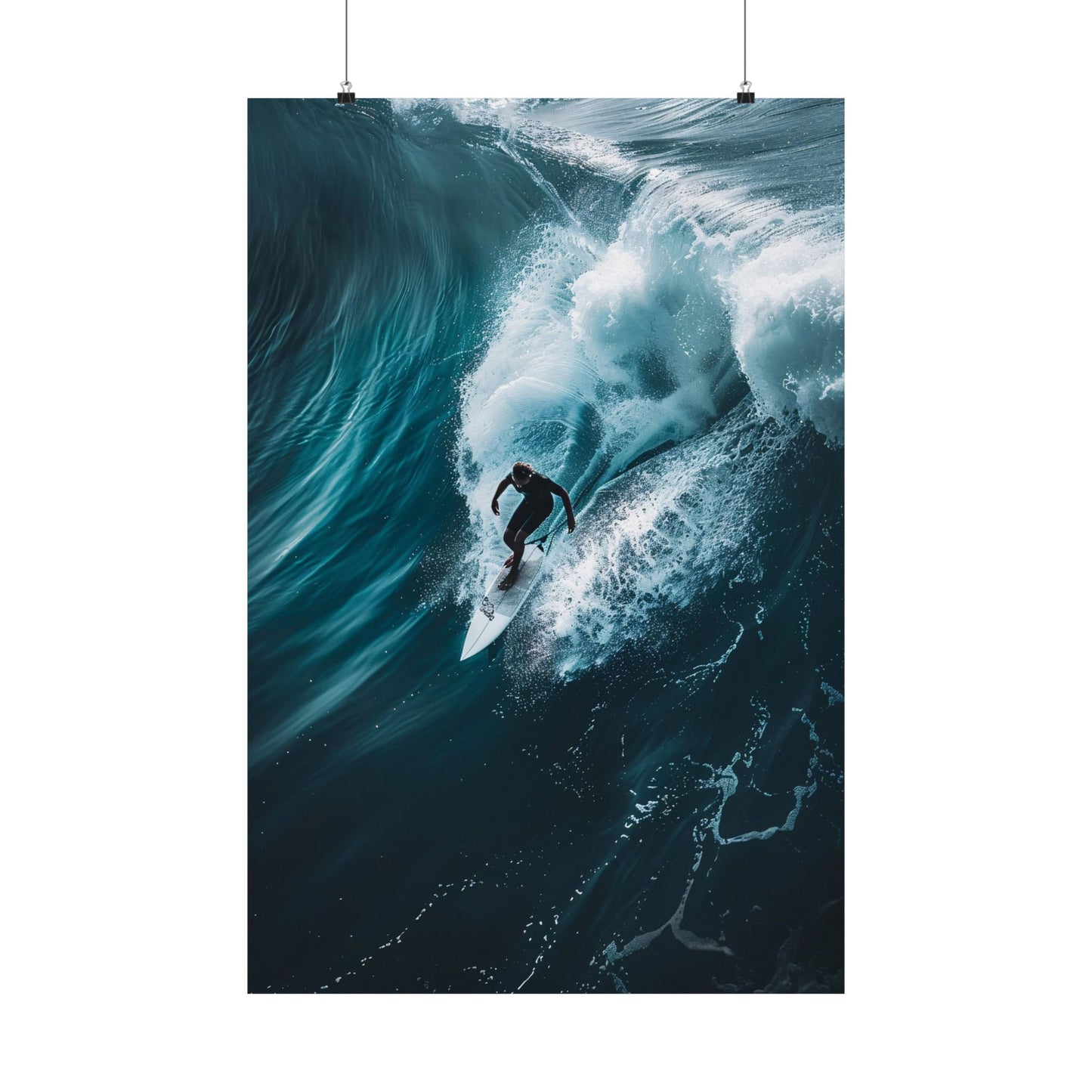 Surfer riding a large wave in the ocean