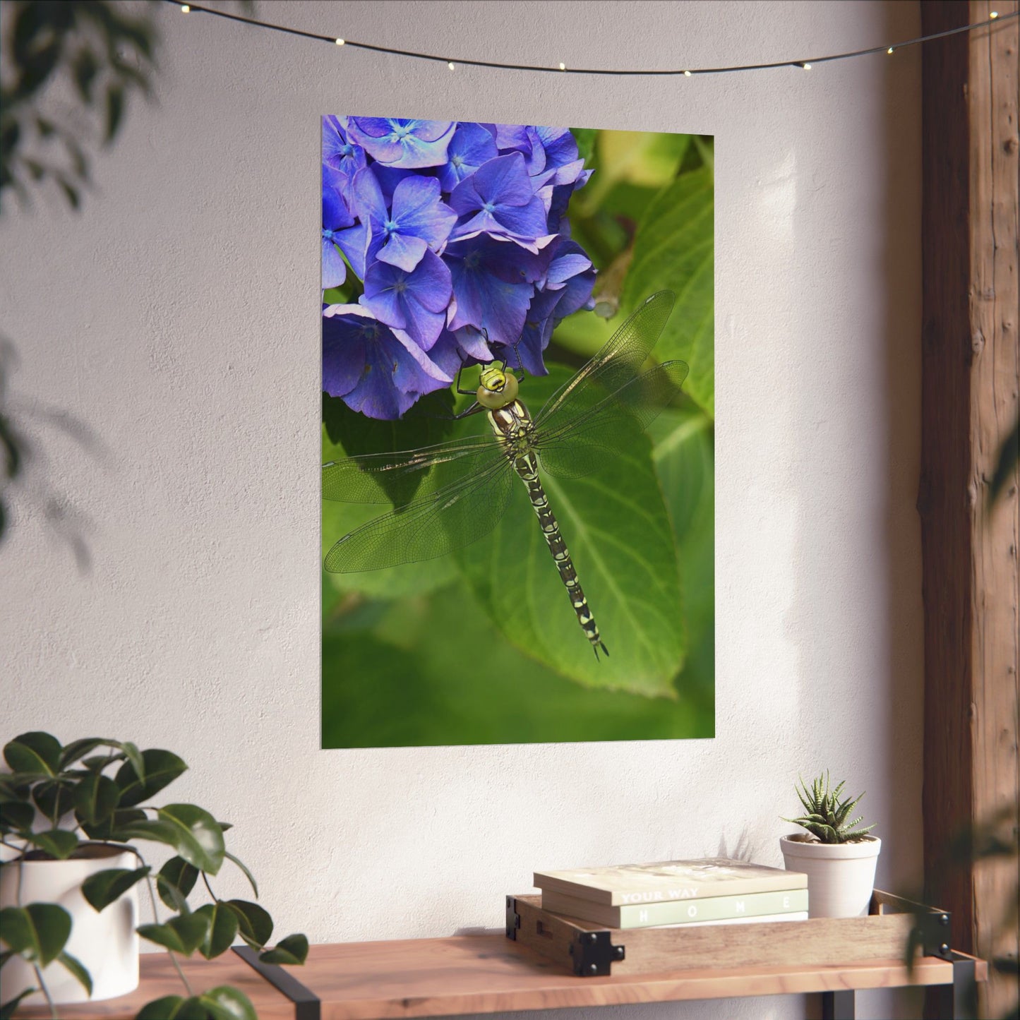 Dragonfly Botanical Art Print - Nature-Inspired Garden Wall Decor