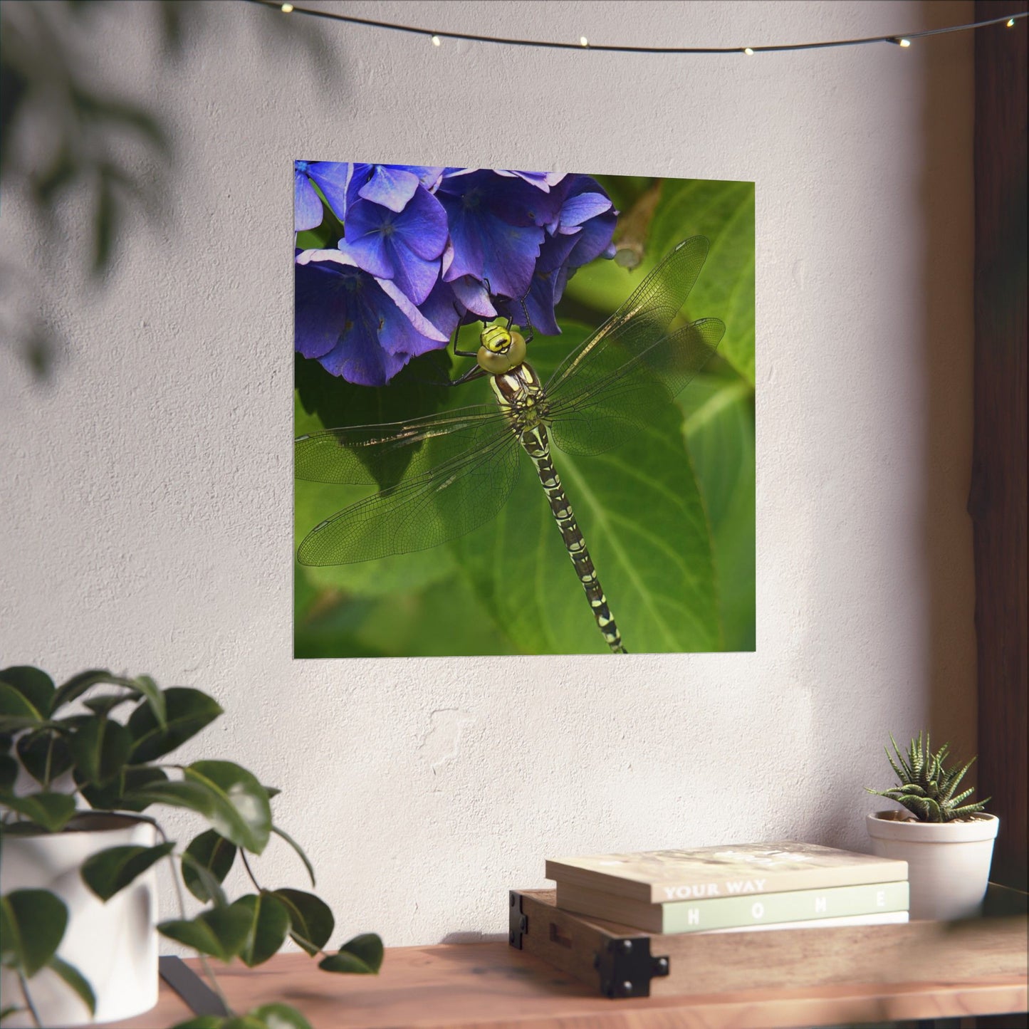 Dragonfly Botanical Art Print - Nature-Inspired Garden Wall Decor