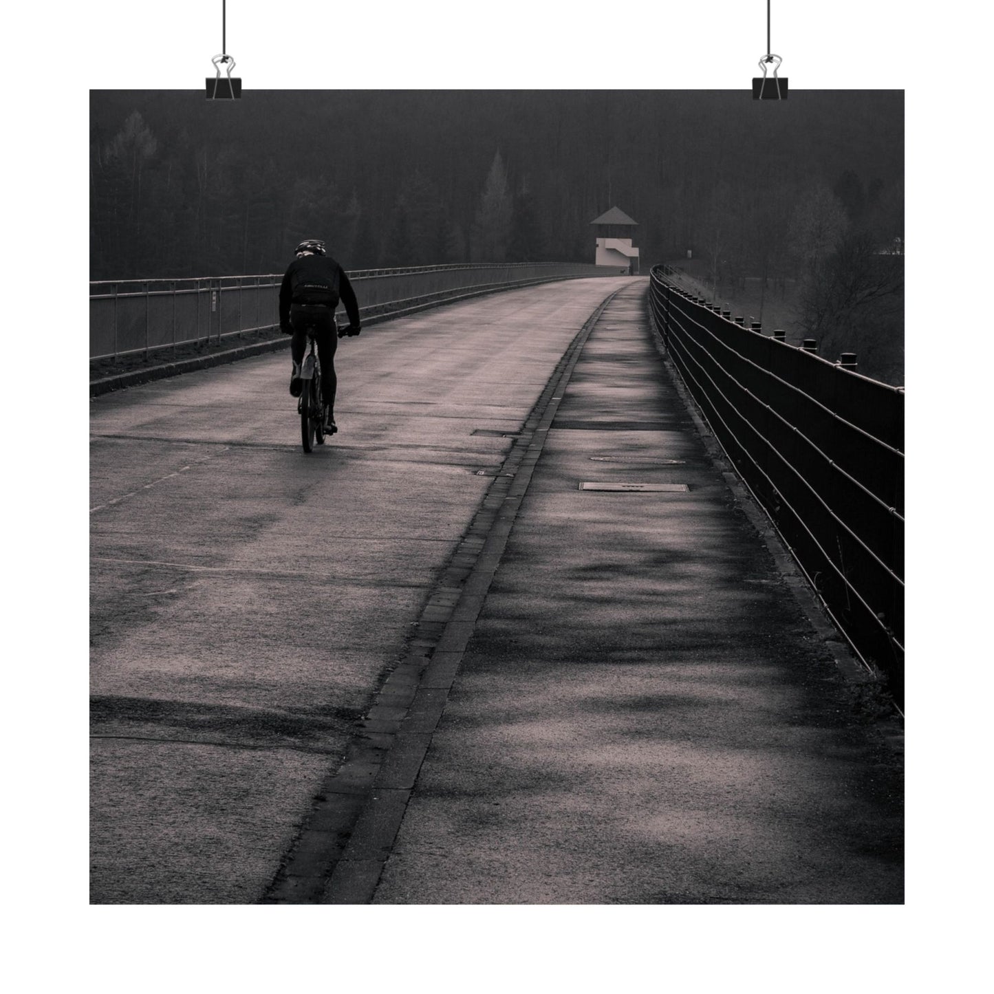 Solitary Bicycle Ride Art Print - Serene Cycling Wall Decor