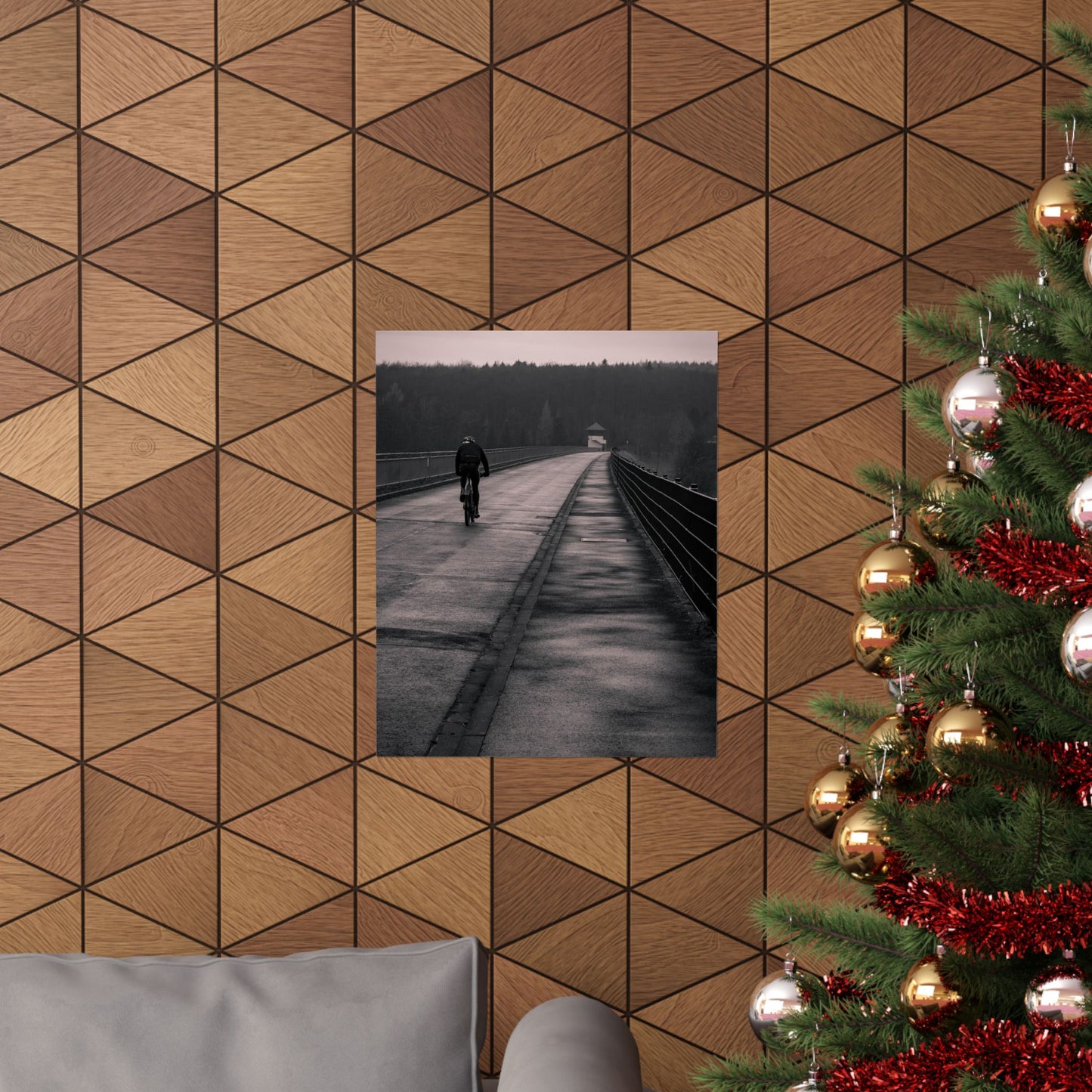 Solitary Bicycle Ride Art Print - Serene Cycling Wall Decor