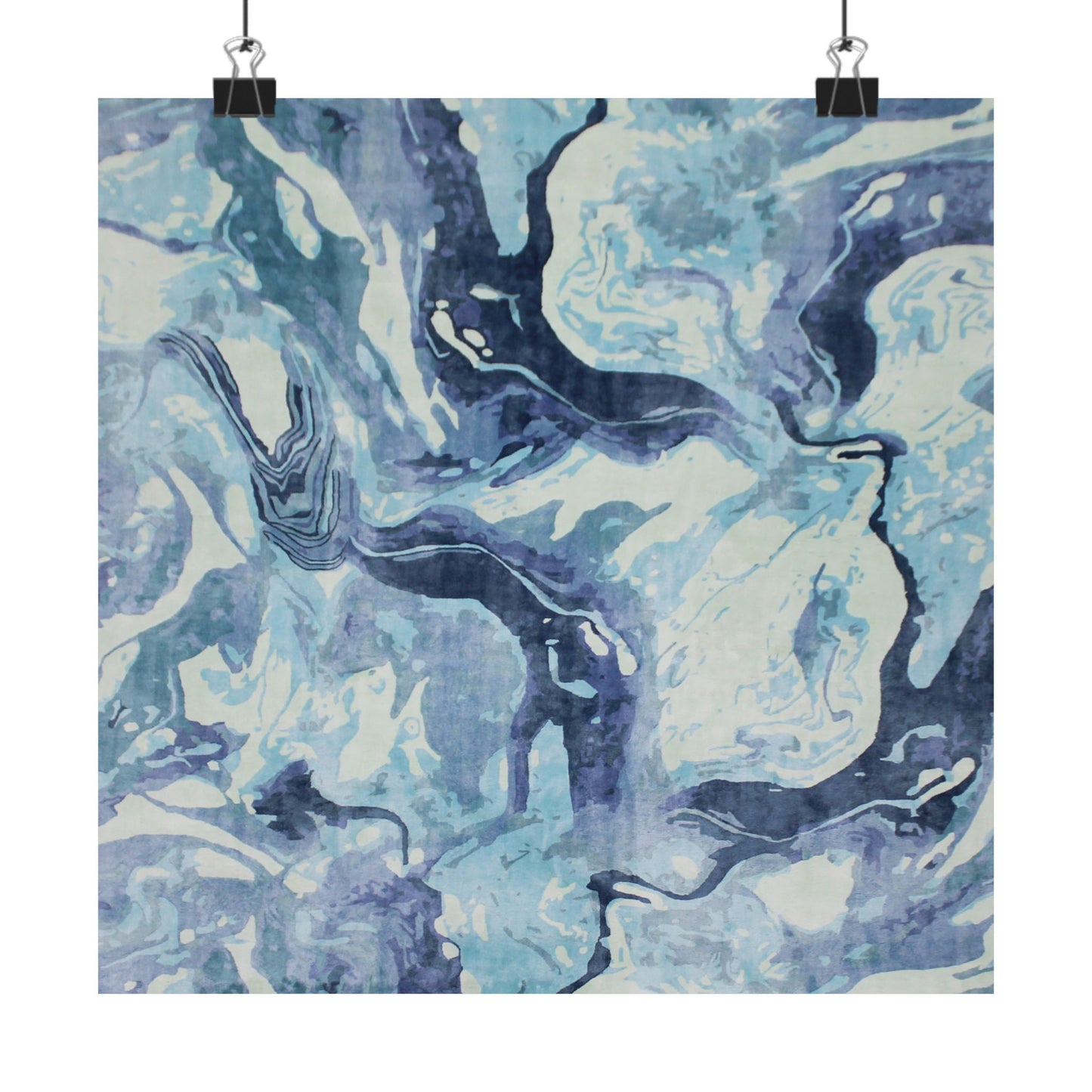 Abstract blue and white pattern on a textured surface