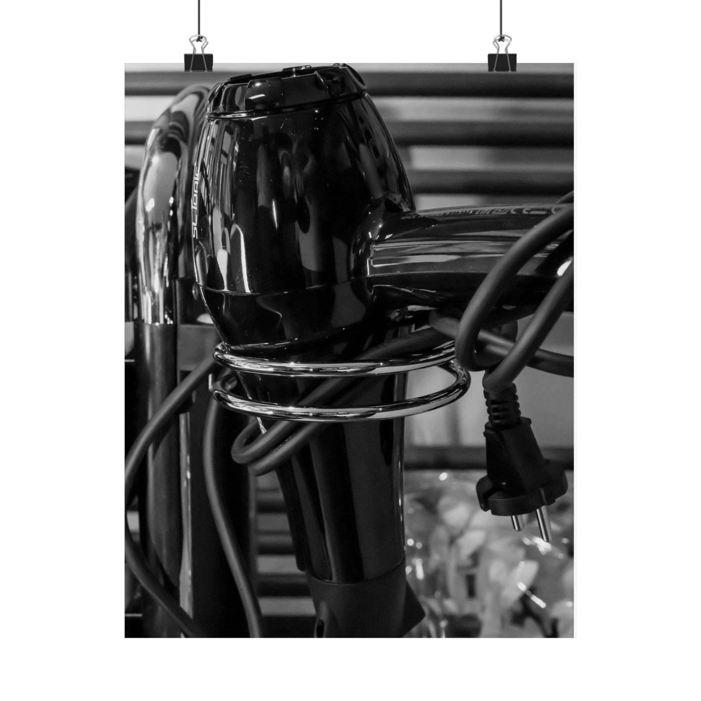 Sleek Hair Dryer Matte Poster - Modern Beauty Salon Wall Art