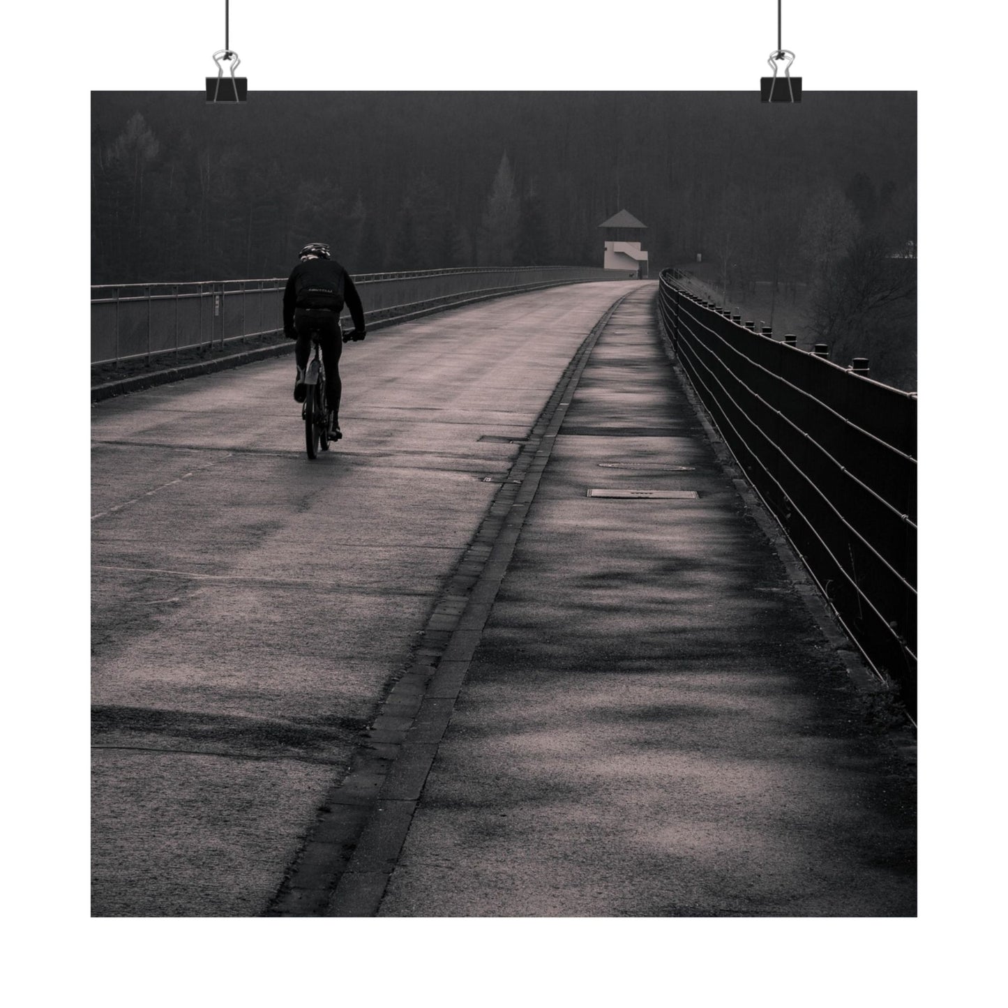 Solitary Bicycle Ride Art Print - Serene Cycling Wall Decor