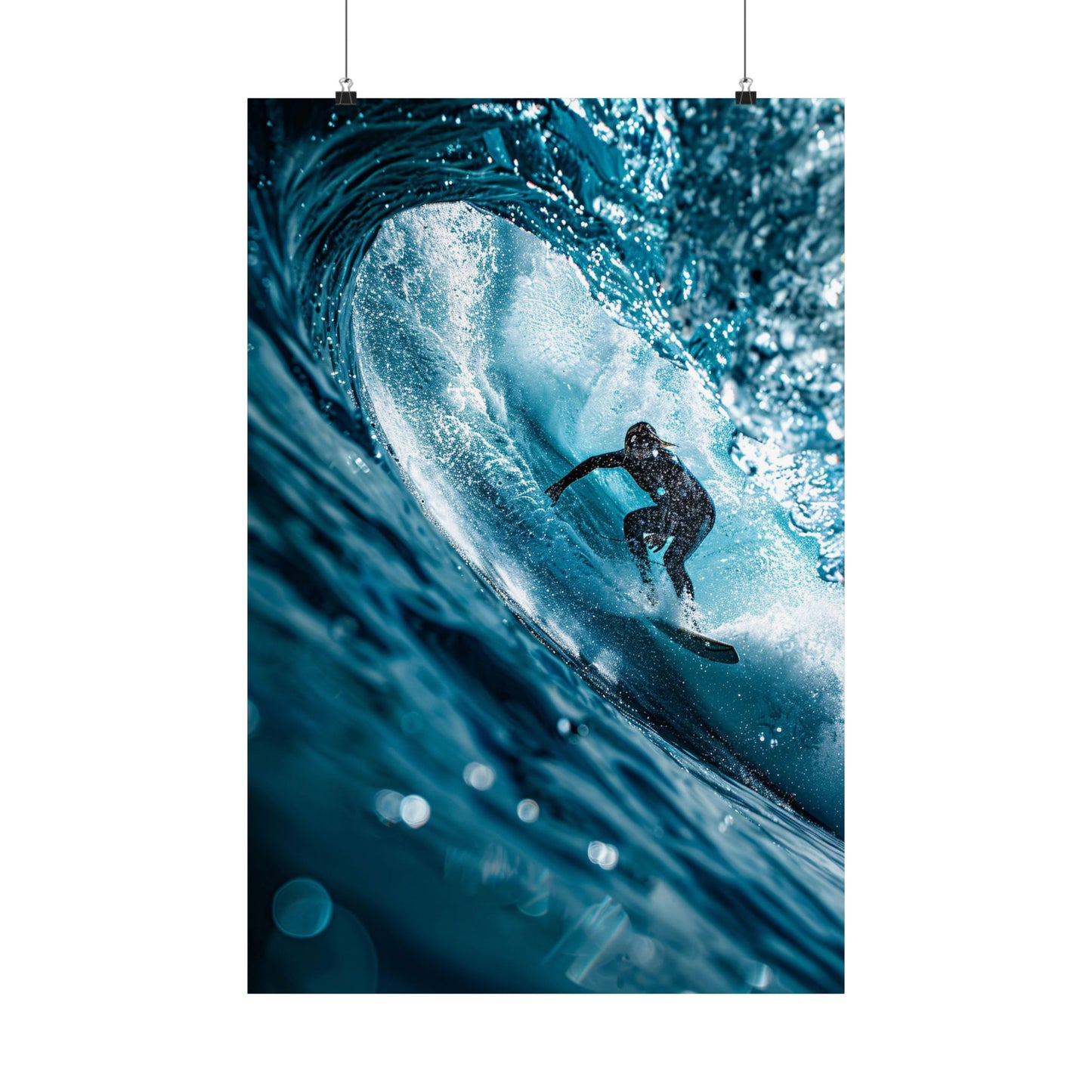 Surfer riding a large wave in the ocean