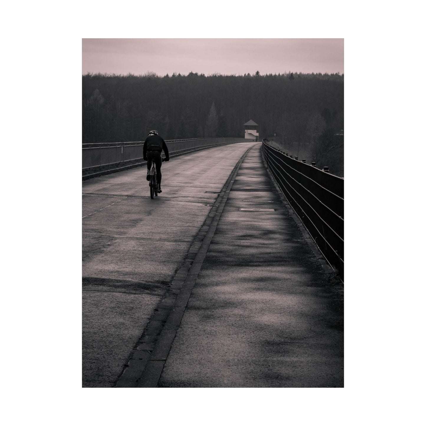 Solitary Bicycle Ride Art Print - Serene Cycling Wall Decor