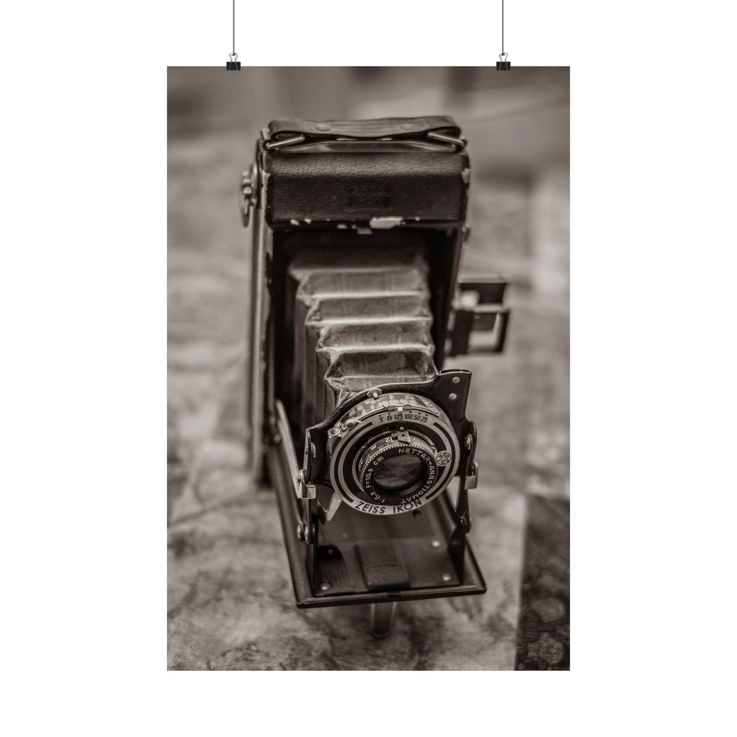 Vintage camera on a textured surface