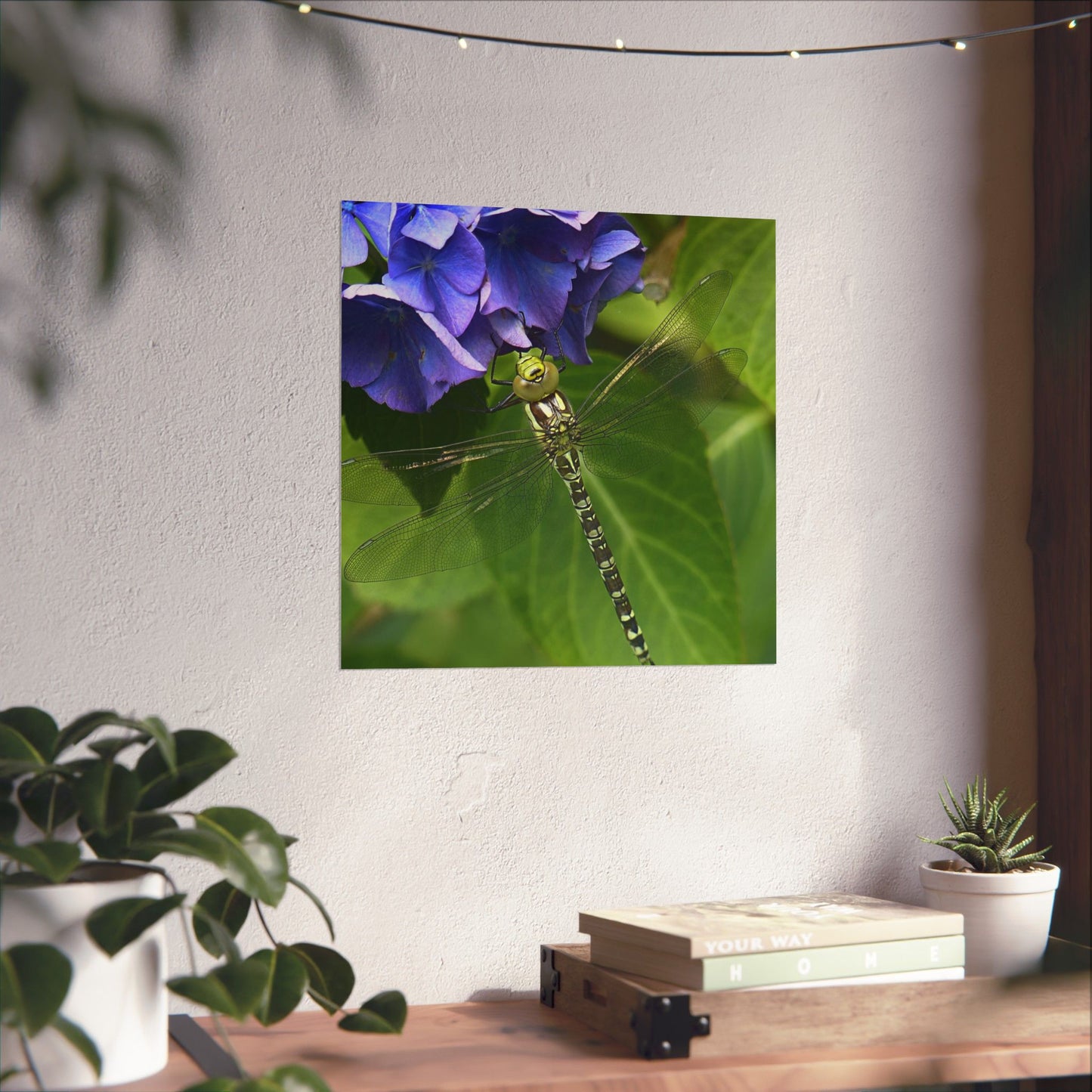 Dragonfly Botanical Art Print - Nature-Inspired Garden Wall Decor