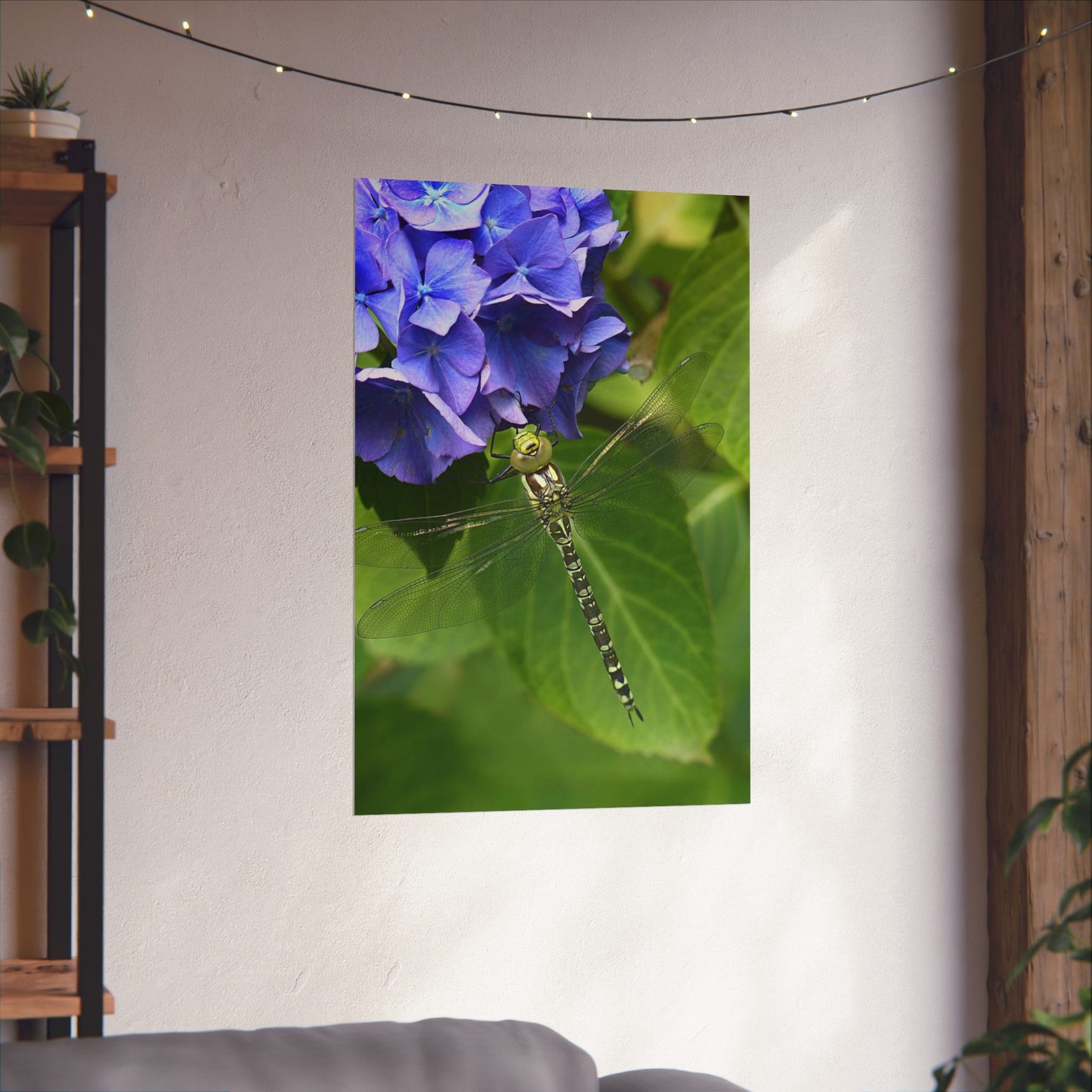 Dragonfly Botanical Art Print - Nature-Inspired Garden Wall Decor
