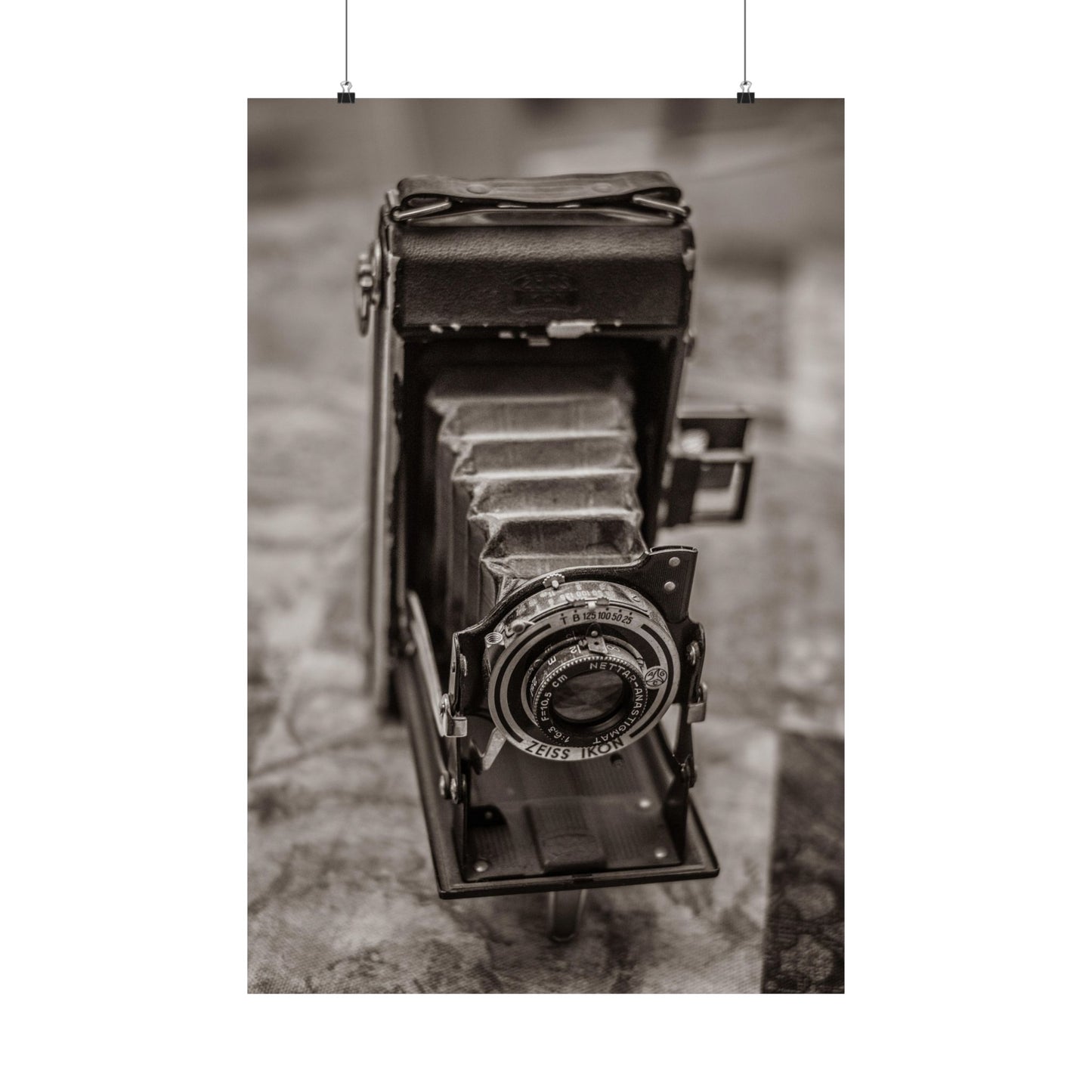 Vintage camera on a textured surface