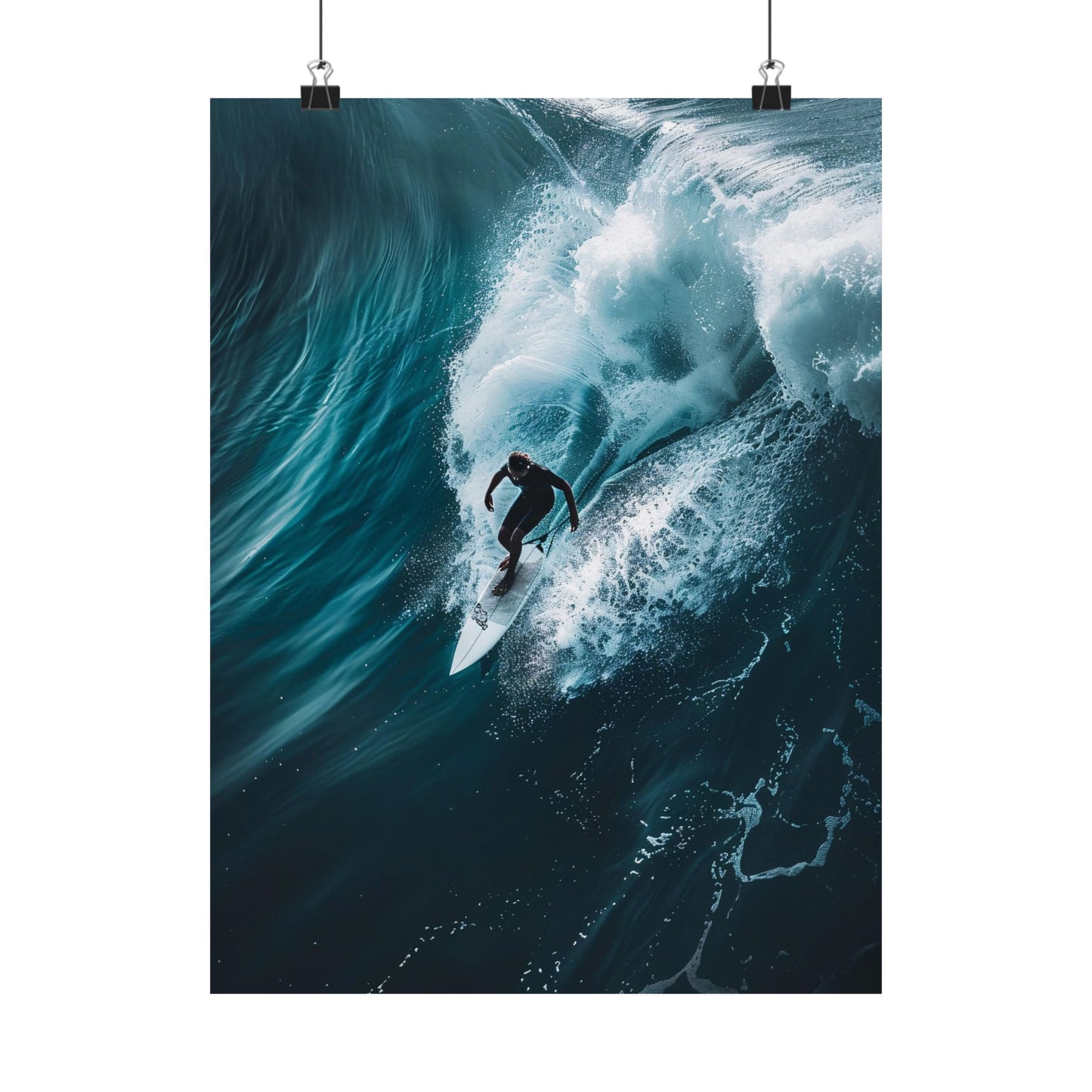 Surfer riding a large wave in the ocean