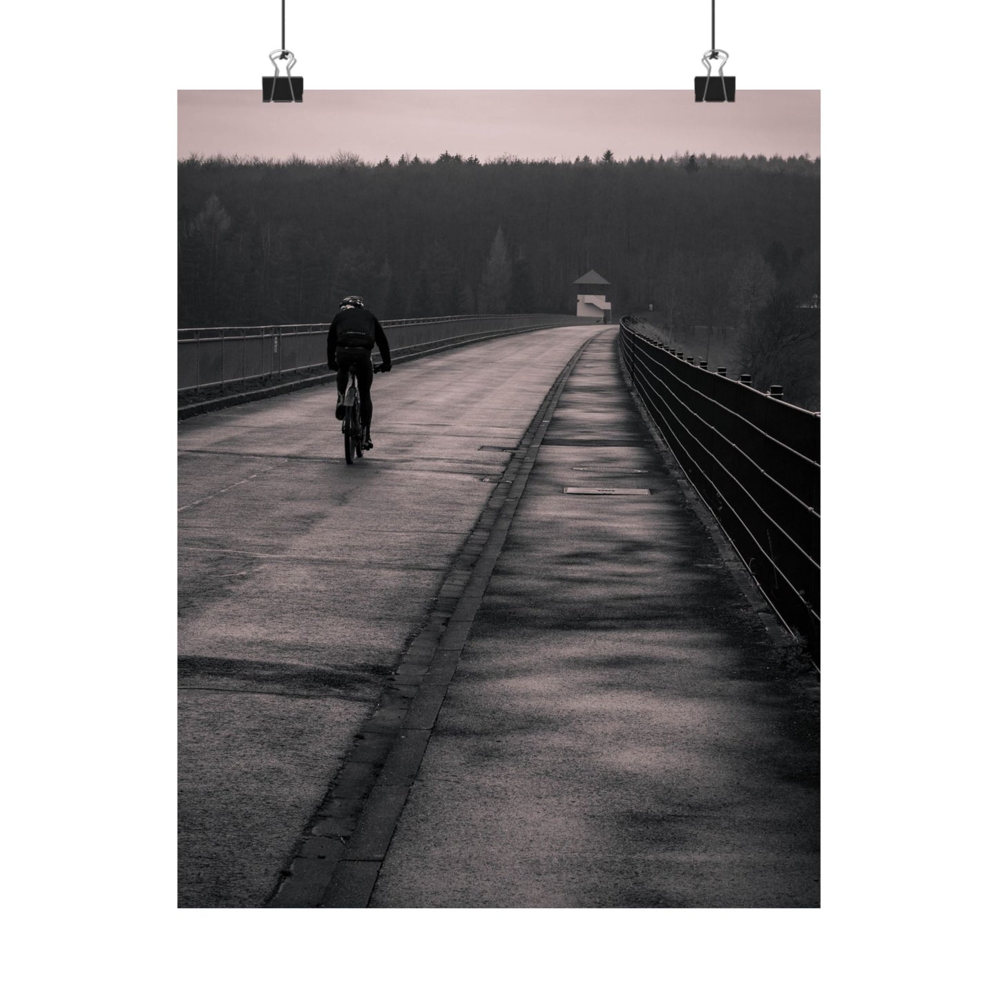 Solitary Bicycle Ride Art Print - Serene Cycling Wall Decor