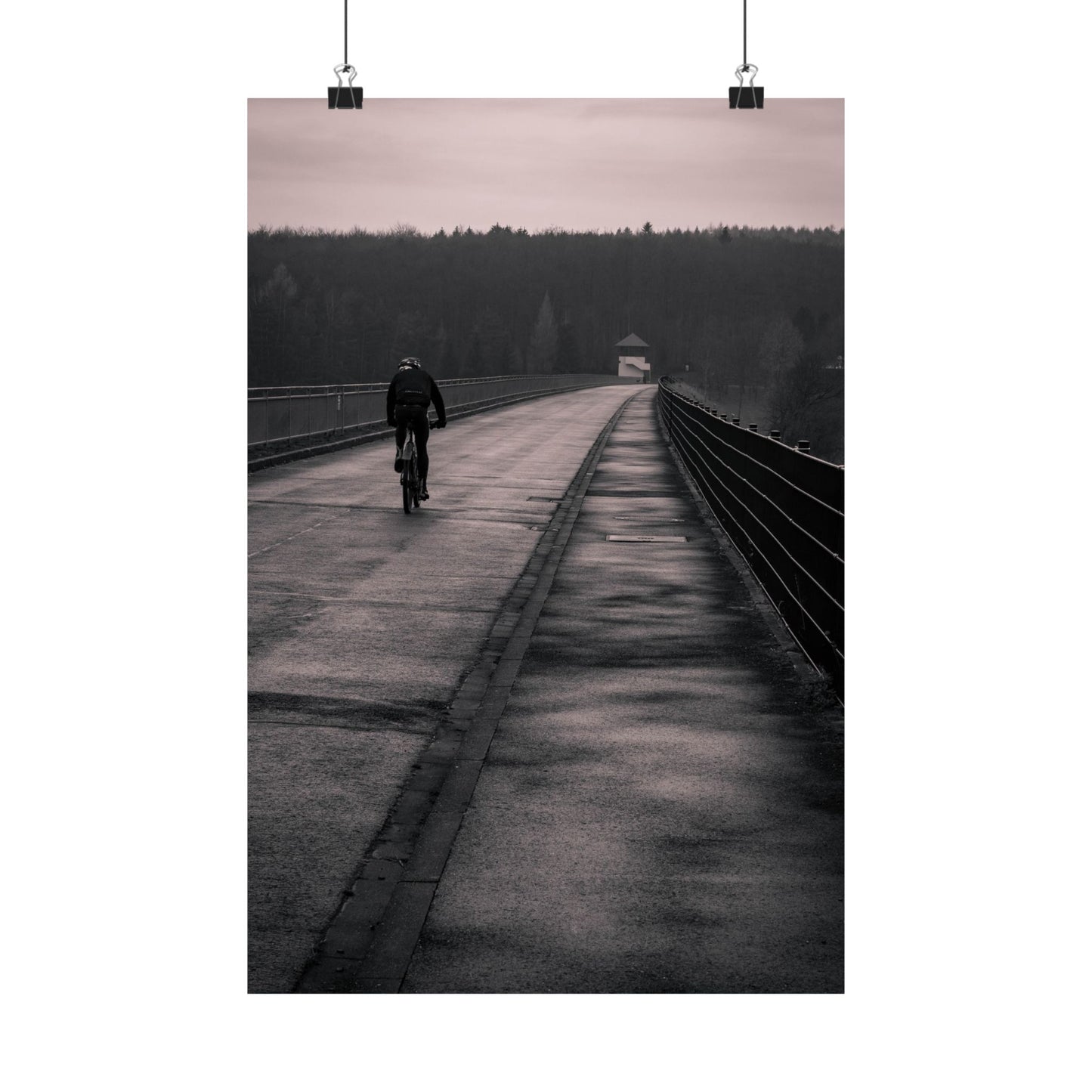 Solitary Bicycle Ride Art Print - Serene Cycling Wall Decor