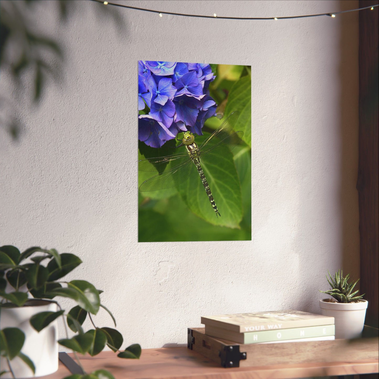 Dragonfly Botanical Art Print - Nature-Inspired Garden Wall Decor
