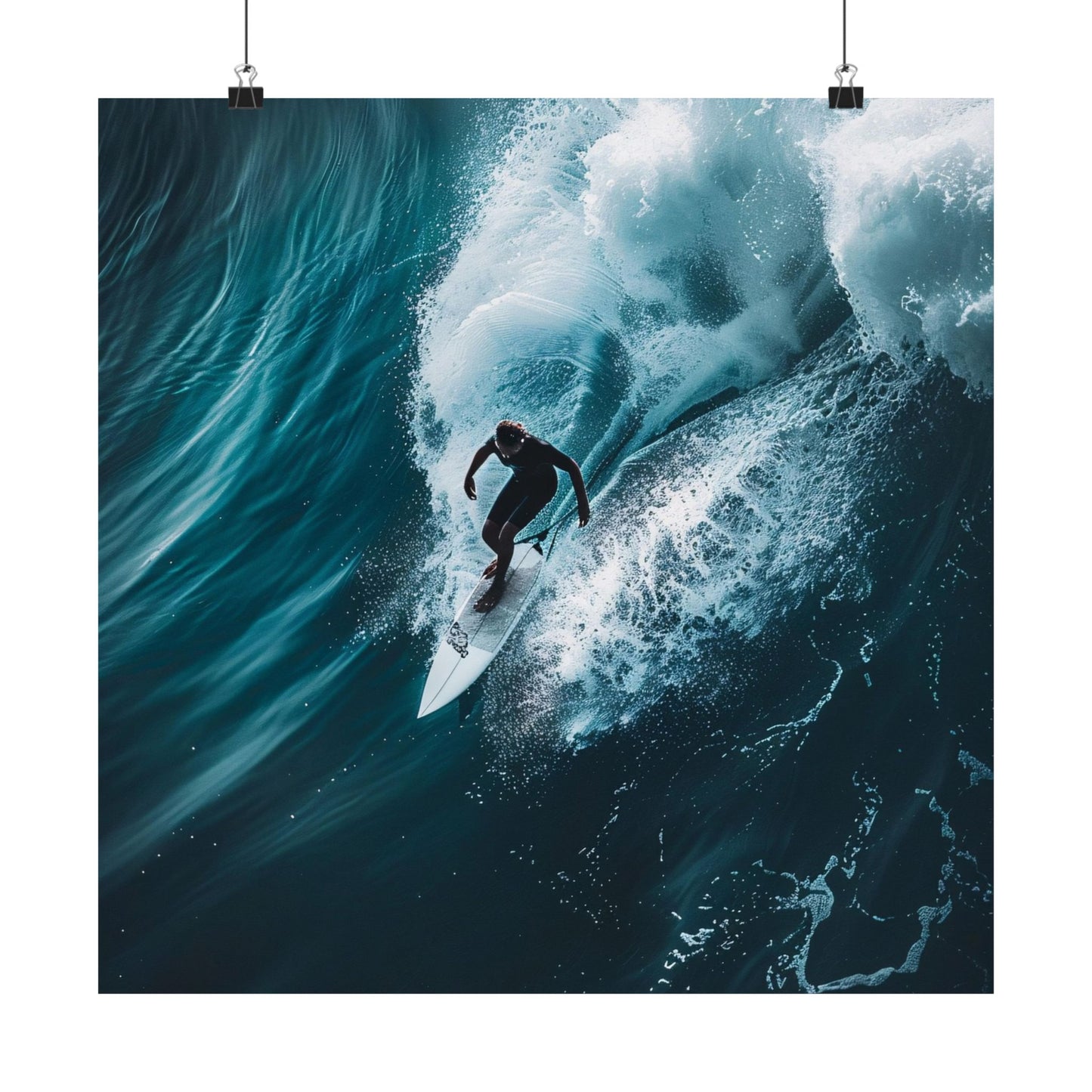 Surfer riding a large wave in the ocean