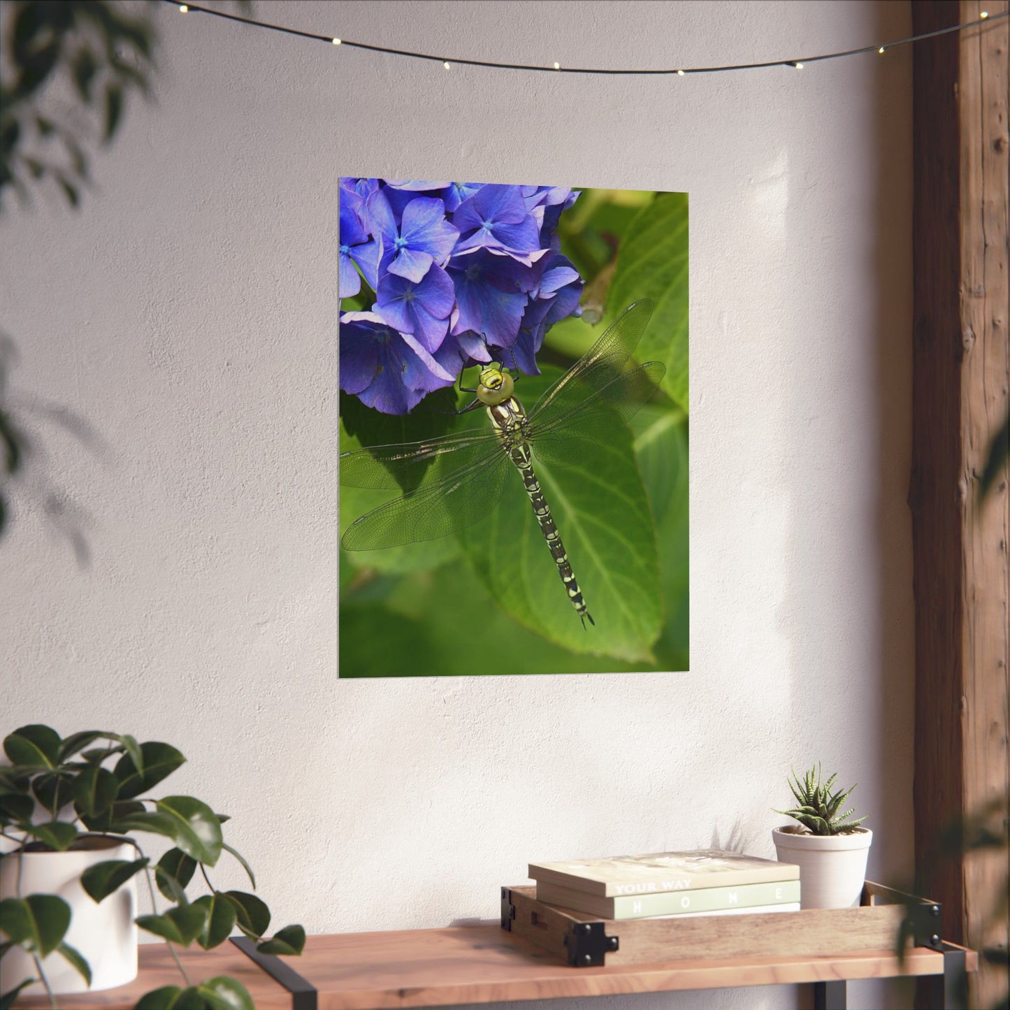 Dragonfly Botanical Art Print - Nature-Inspired Garden Wall Decor