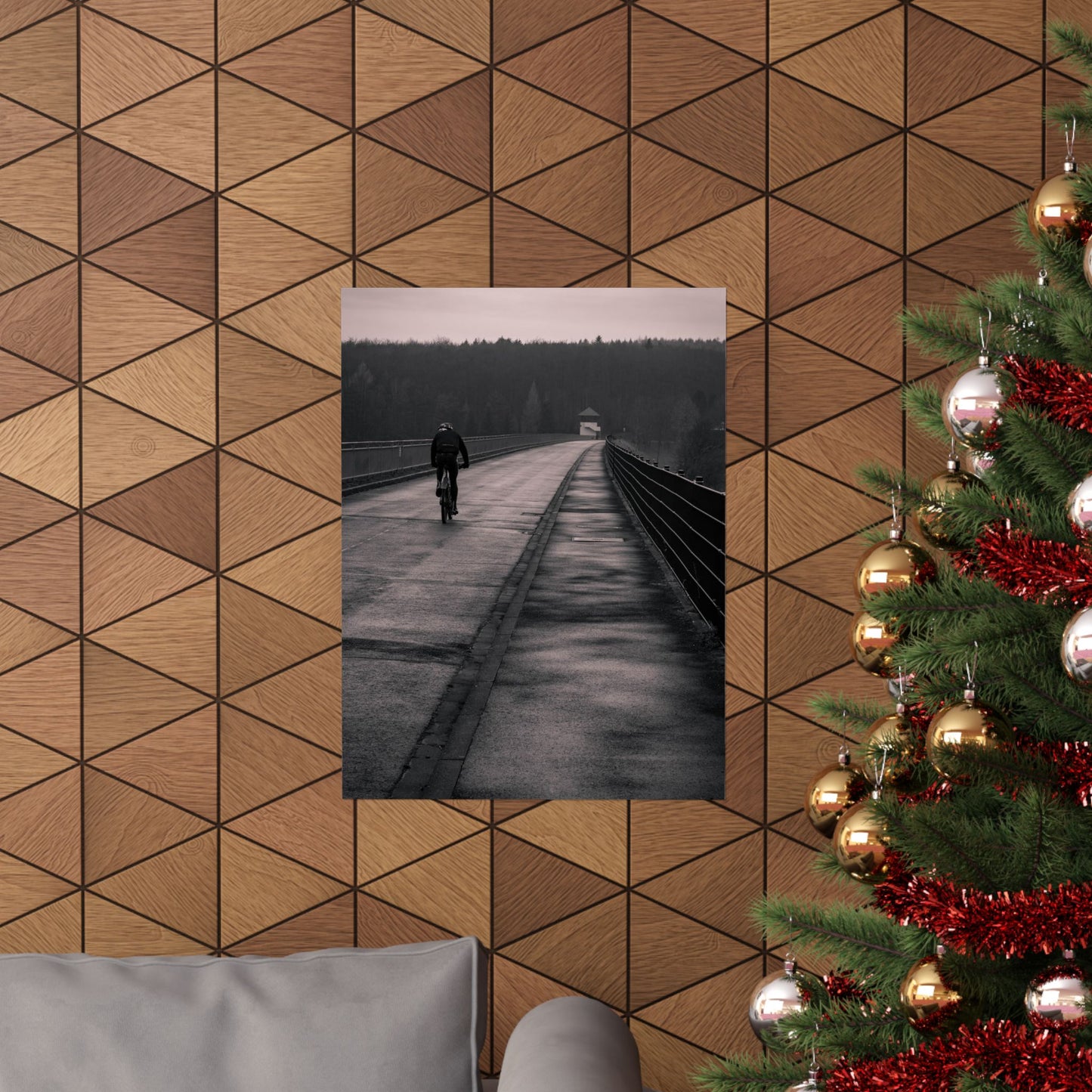 Solitary Bicycle Ride Art Print - Serene Cycling Wall Decor