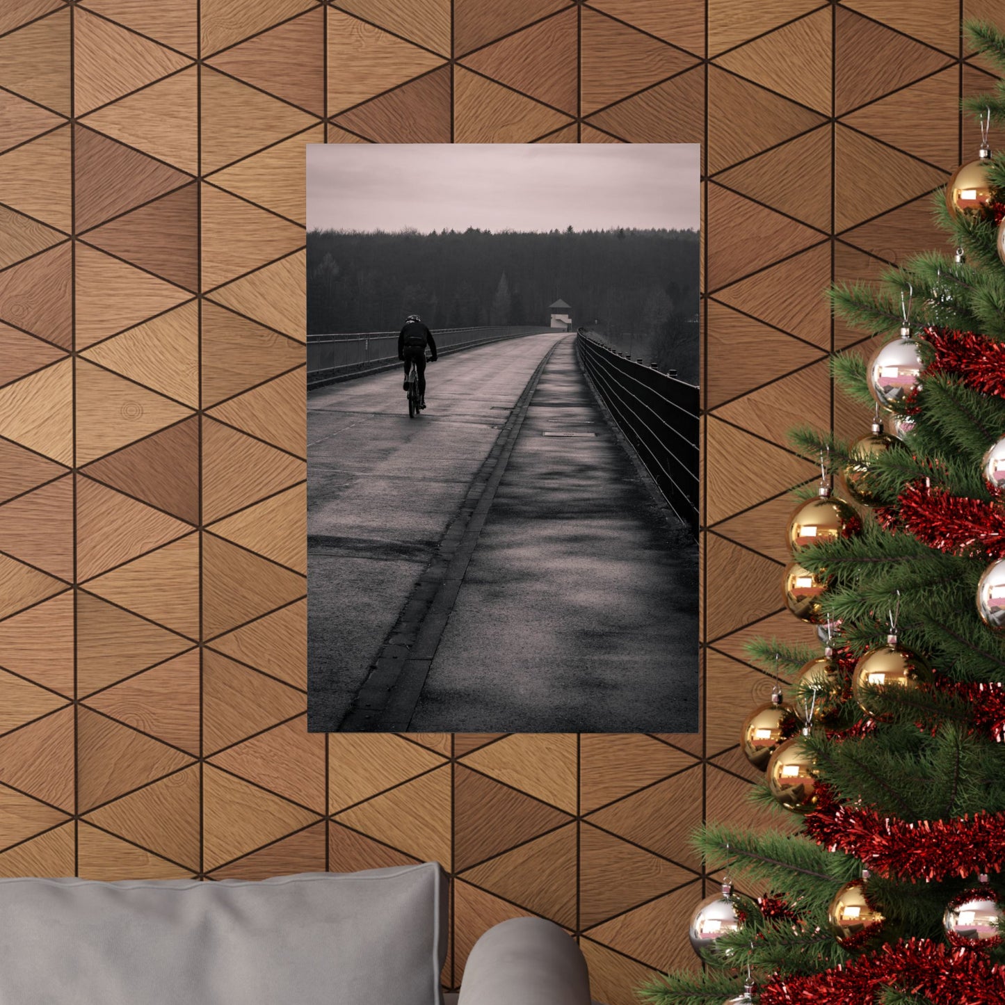 Solitary Bicycle Ride Art Print - Serene Cycling Wall Decor