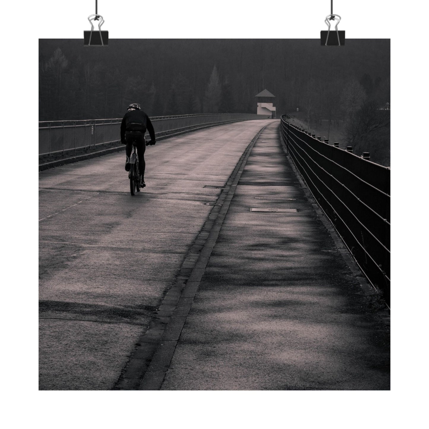 Solitary Bicycle Ride Art Print - Serene Cycling Wall Decor