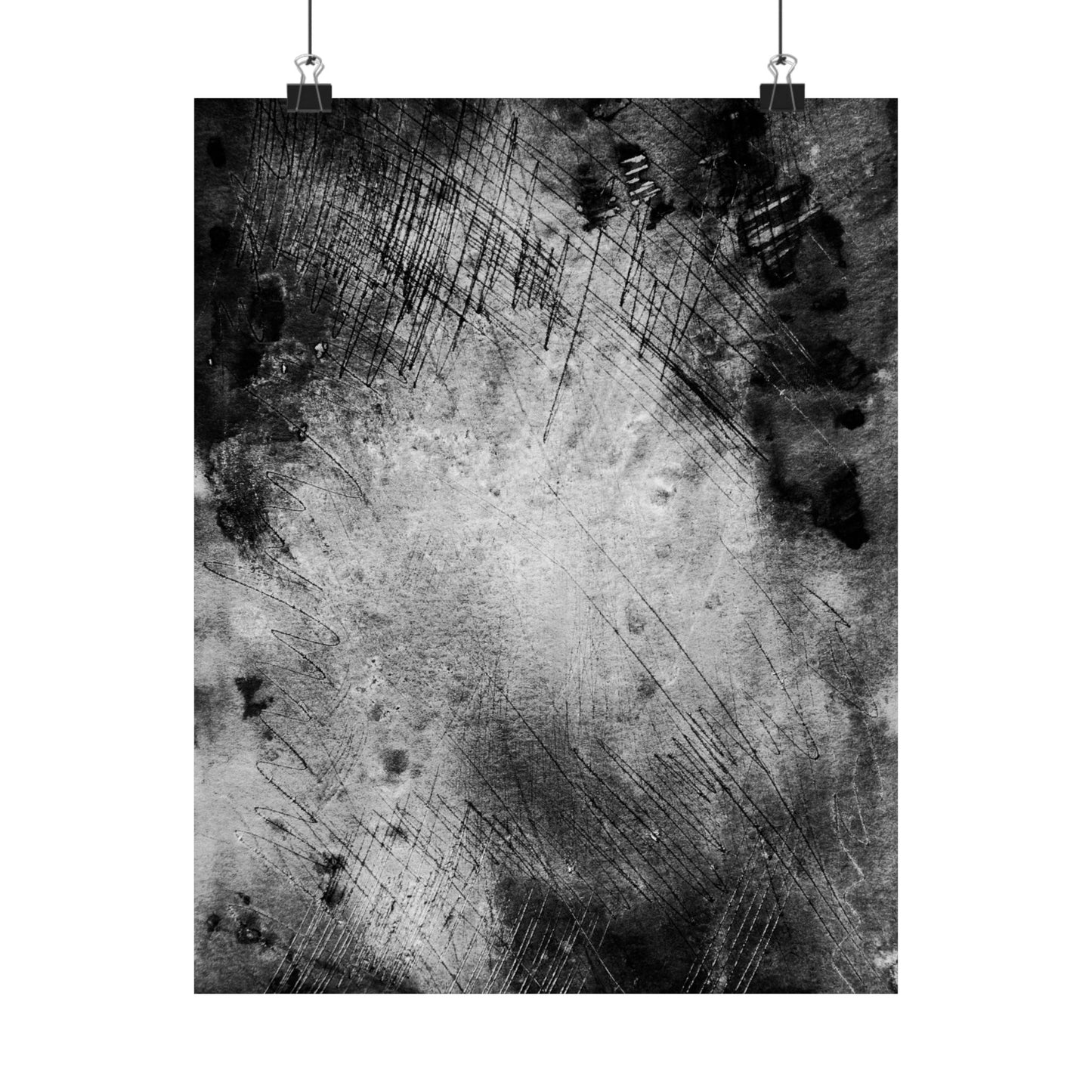 Abstract black and white textured design on a white background