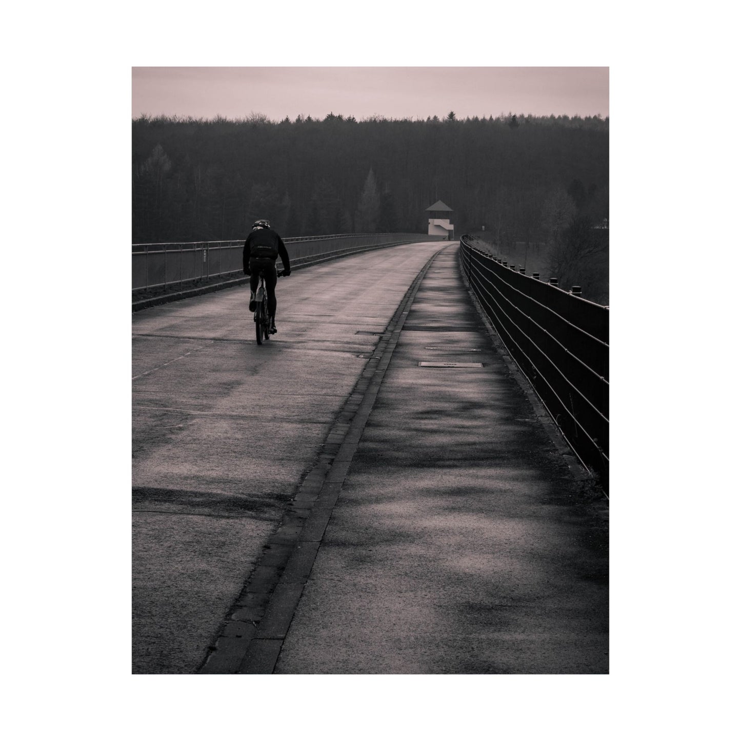 Solitary Bicycle Ride Art Print - Serene Cycling Wall Decor