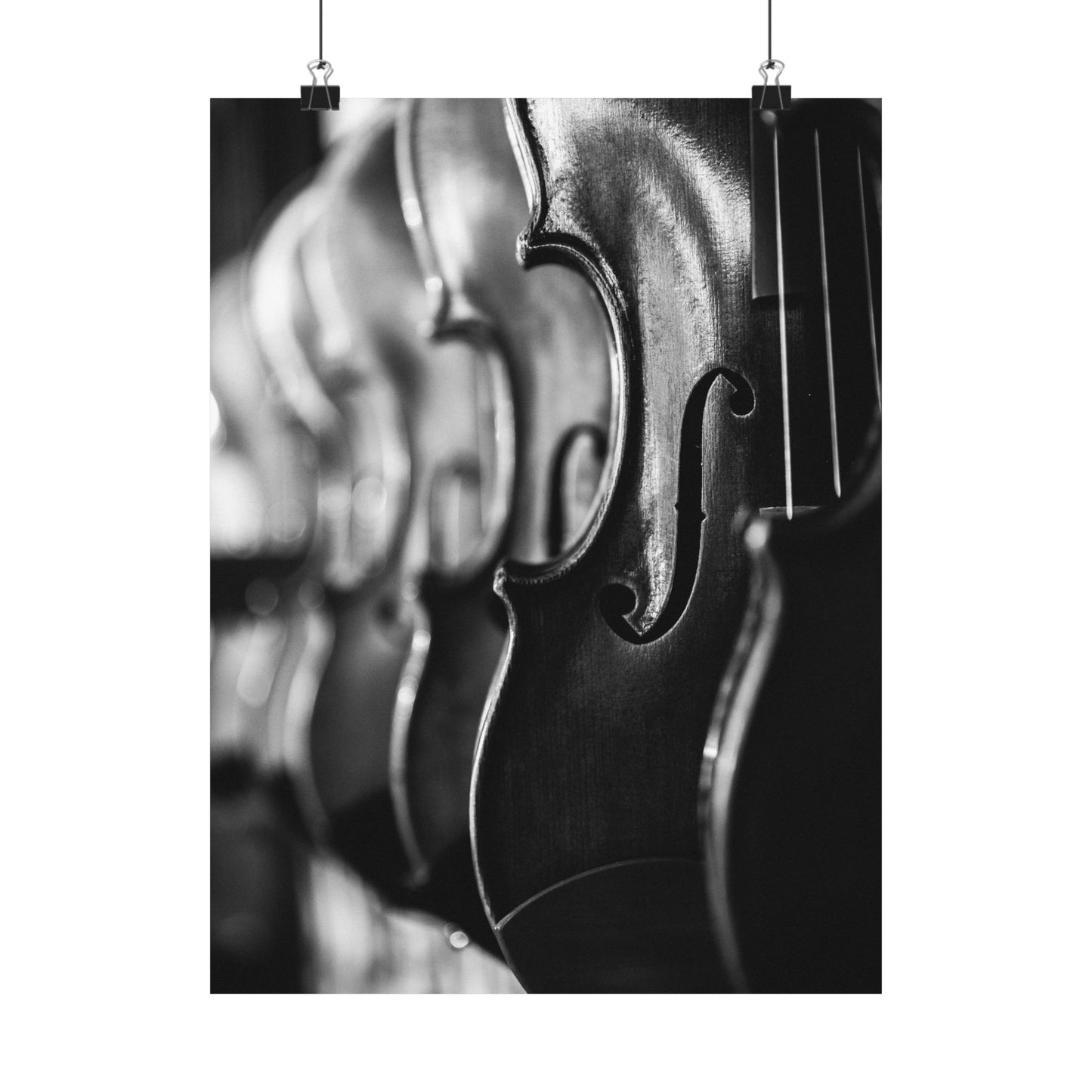 Close-up of a violin's f-hole with a blurred background