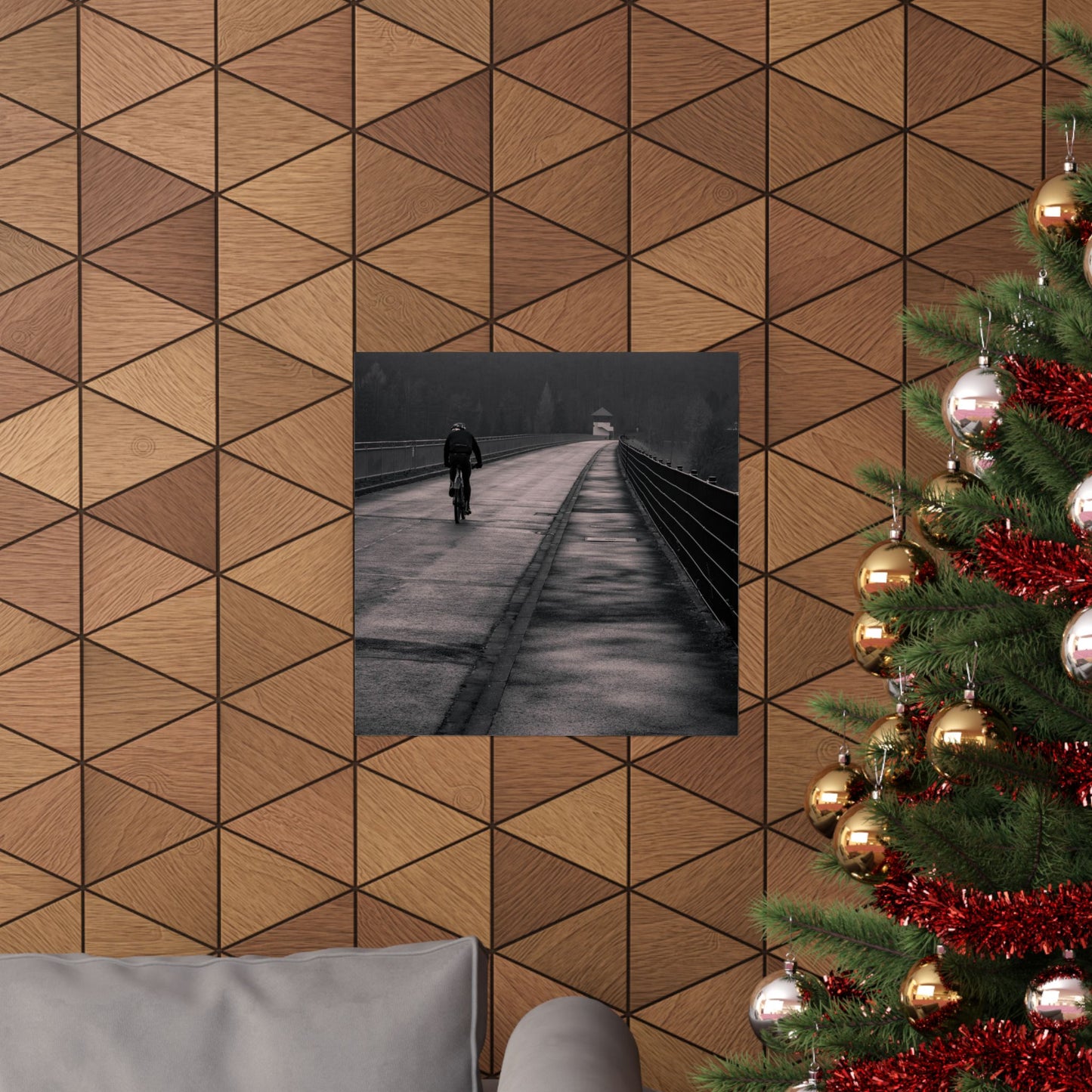 Solitary Bicycle Ride Art Print - Serene Cycling Wall Decor