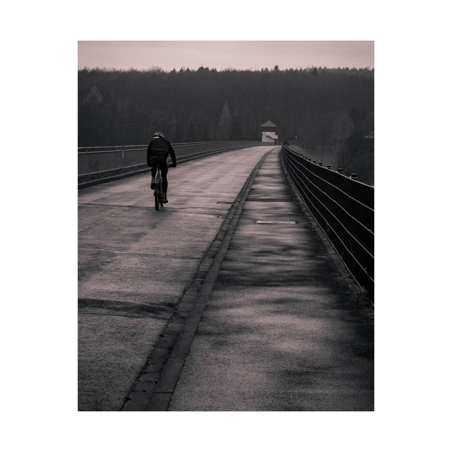 Solitary Bicycle Ride Art Print - Serene Cycling Wall Decor
