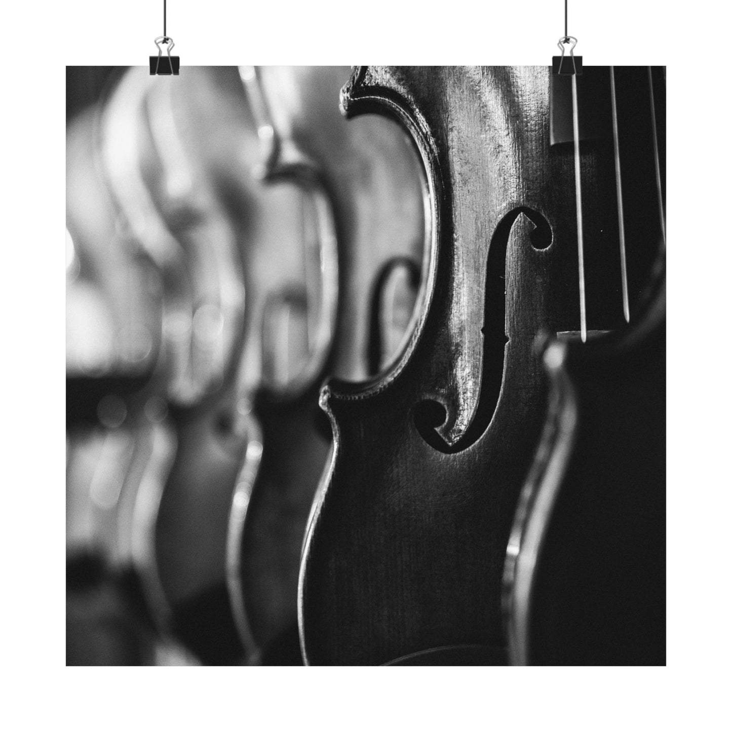 Close-up of a violin's f-hole with a blurred background