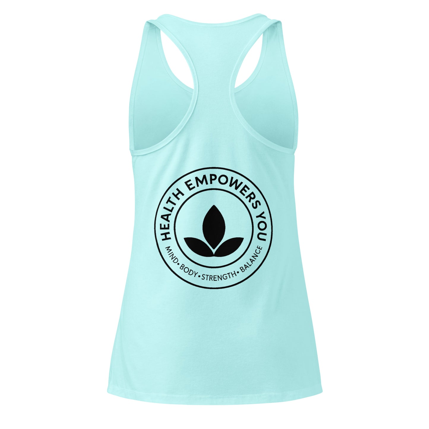 Light blue tank top with 'Health Empowers You' logo on a white background