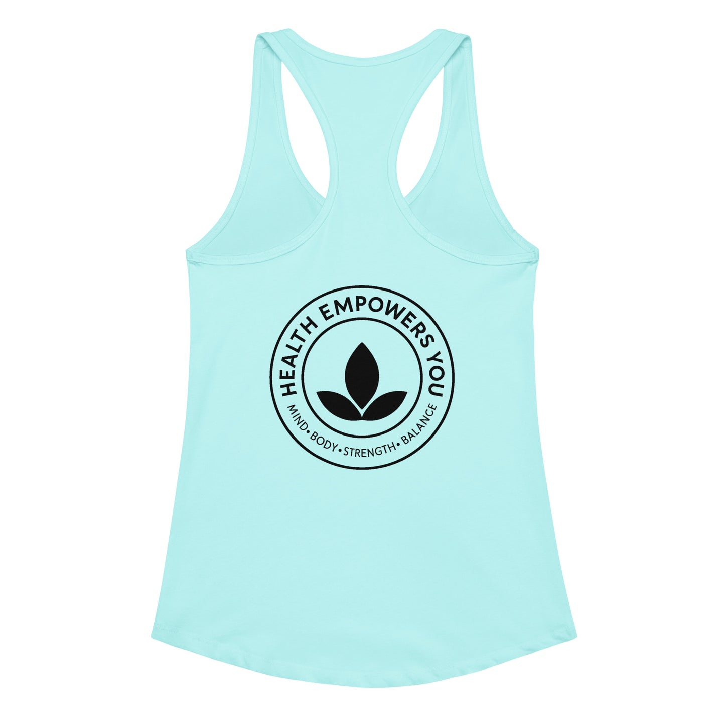 Light blue tank top with 'Health Empowers You' logo on a white background