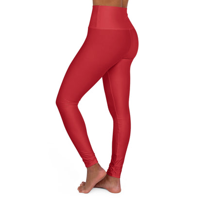 Dark Red High Waisted Yoga Leggings (AOP)