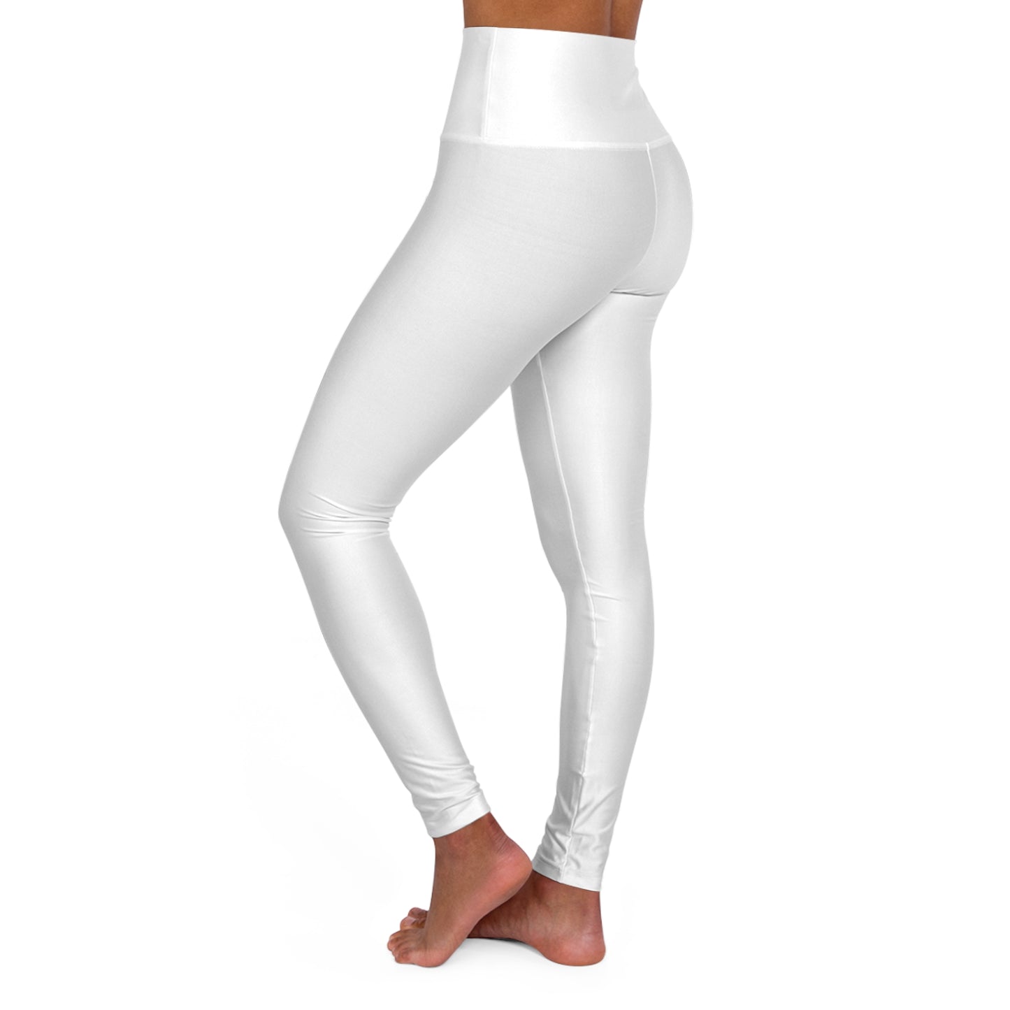 White High Waisted Yoga Leggings (AOP)