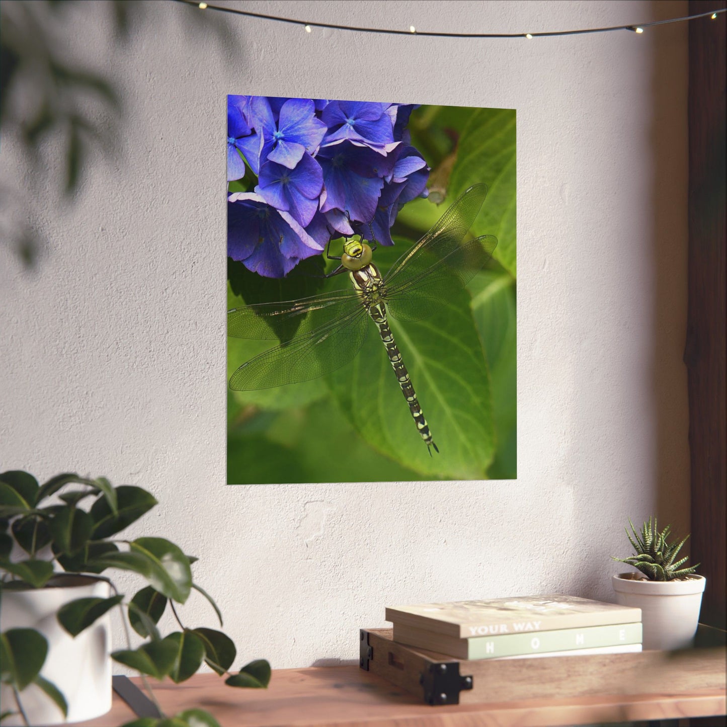 Dragonfly Botanical Art Print - Nature-Inspired Garden Wall Decor