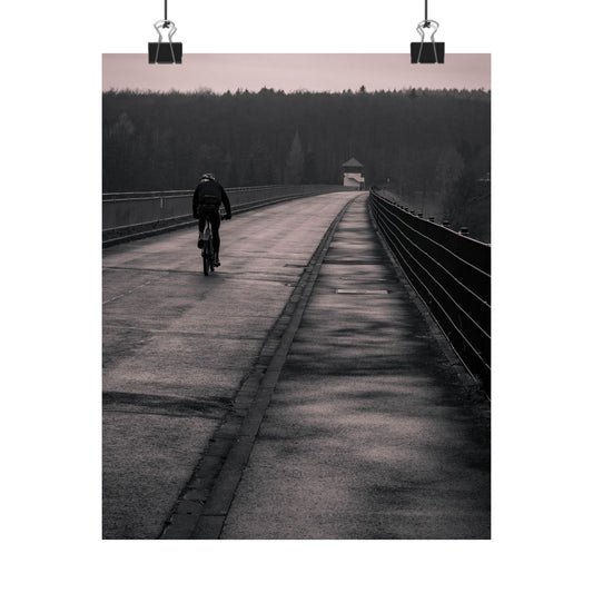 Solitary Bicycle Ride Art Print - Serene Cycling Wall Decor