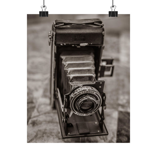 Vintage camera on a textured wall background
