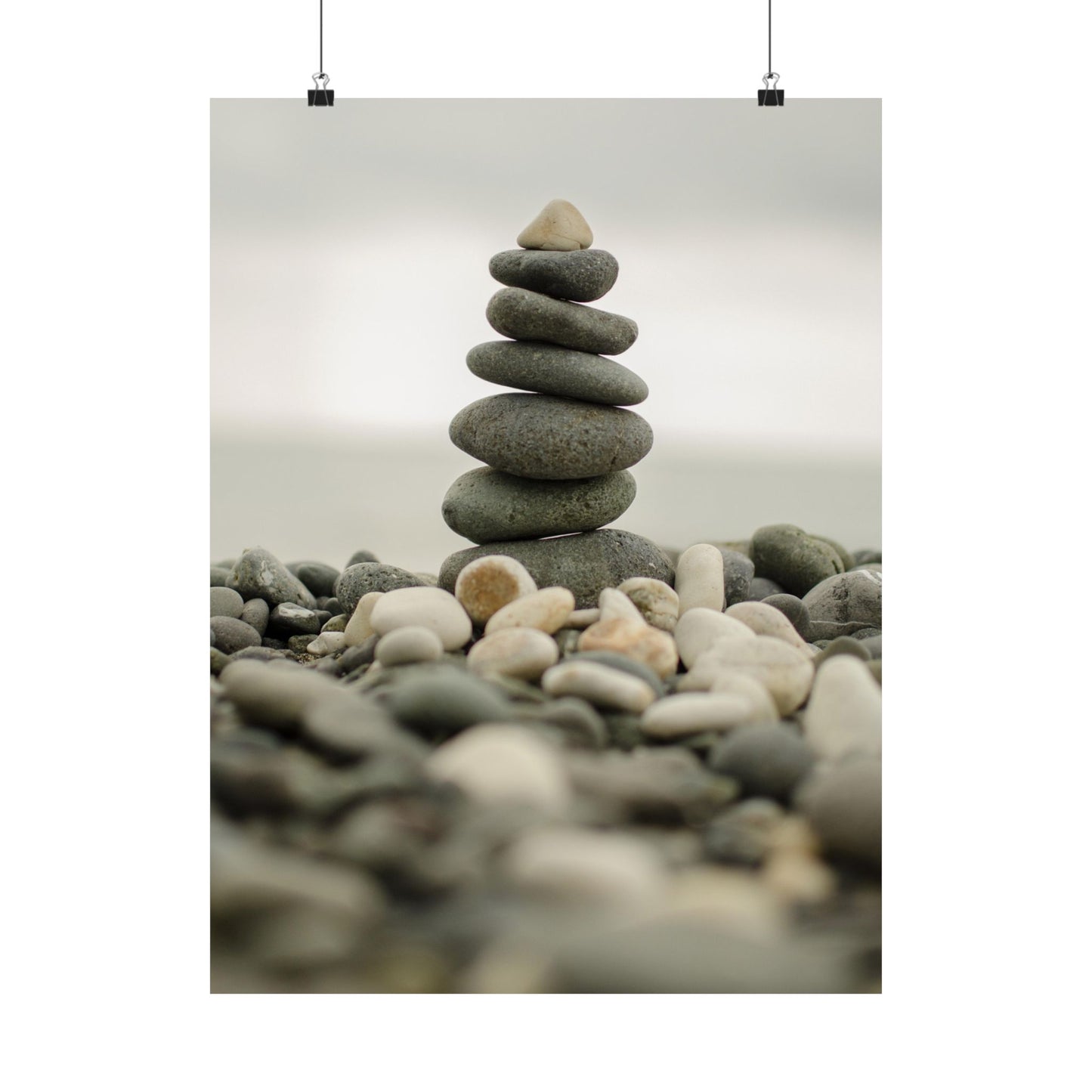 Stack of stones on a beach with a blurred background
