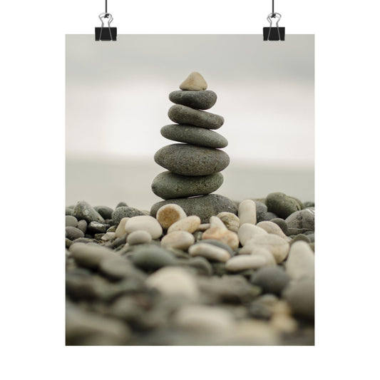 Stack of stones on a beach with a blurred background