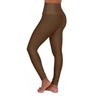 Brown High Waisted Yoga Leggings (AOP)