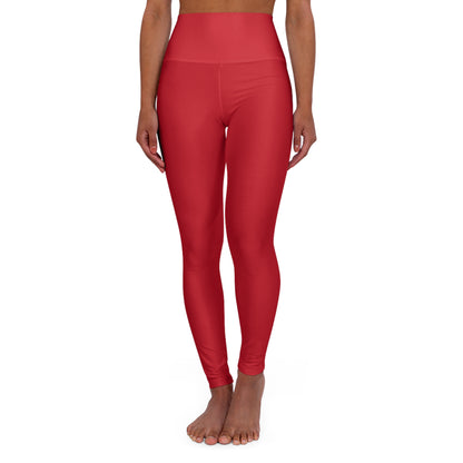 Dark Red High Waisted Yoga Leggings (AOP)