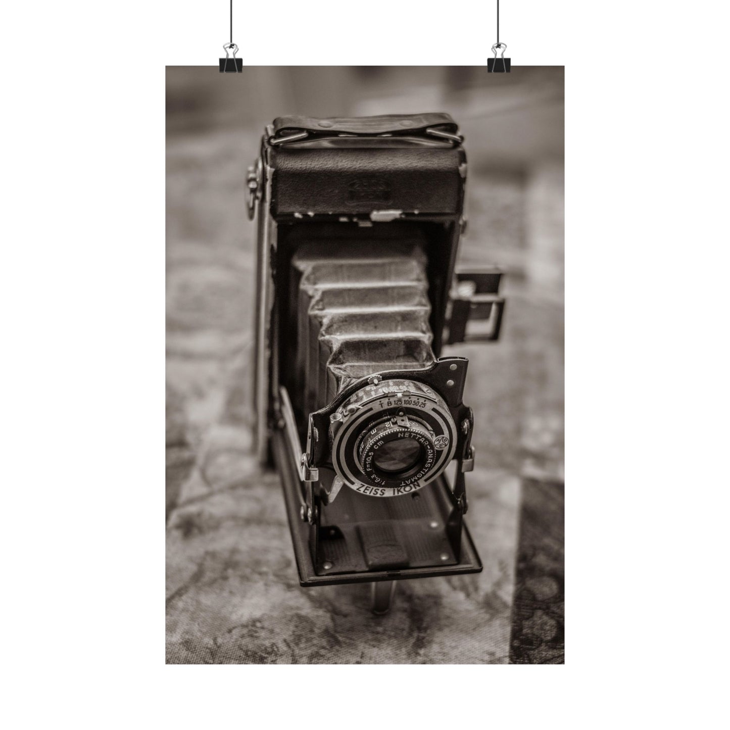 Vintage camera on a textured surface
