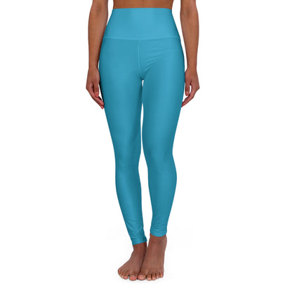 Turquoise High Waisted Yoga Leggings (AOP)