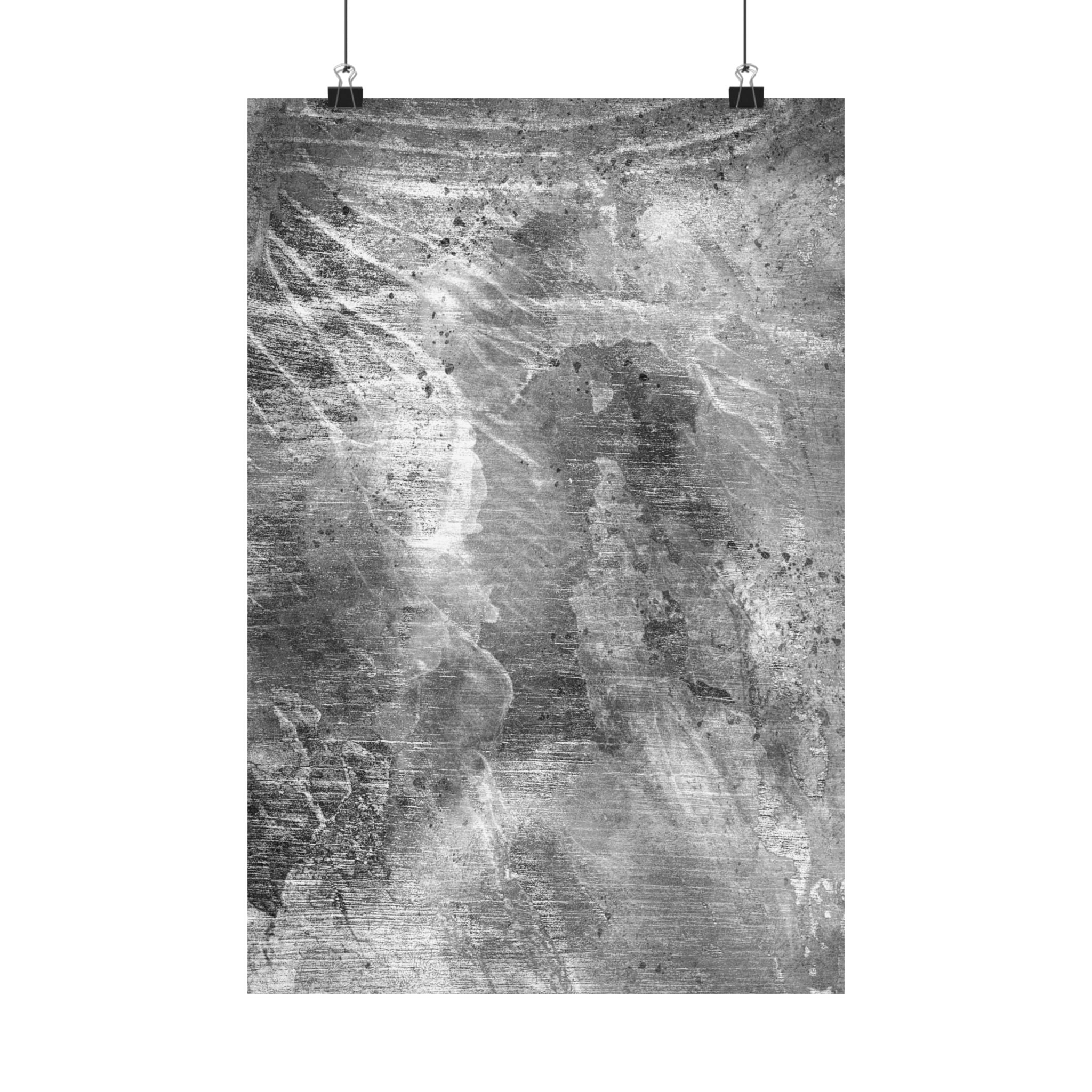 Abstract black and white textured artwork on a white background