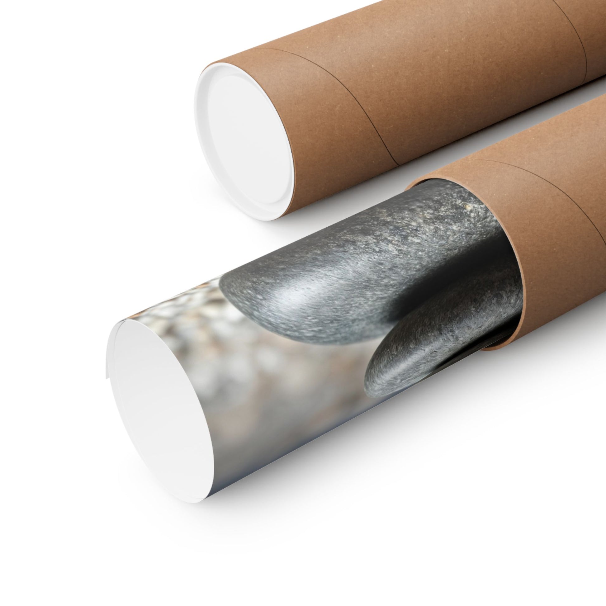 Two cardboard tubes with one containing a metallic foil
