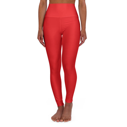 Red High Waisted Yoga Leggings (AOP)