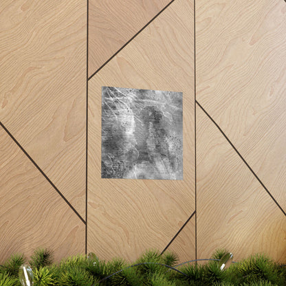 Decorative wall art on a wooden panel with geometric patterns