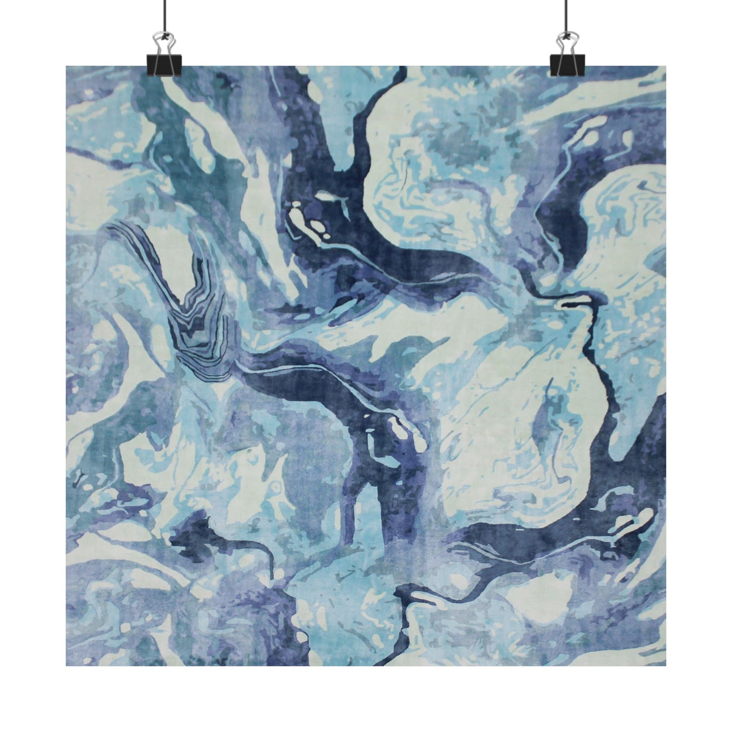Abstract blue and white pattern on a textured surface